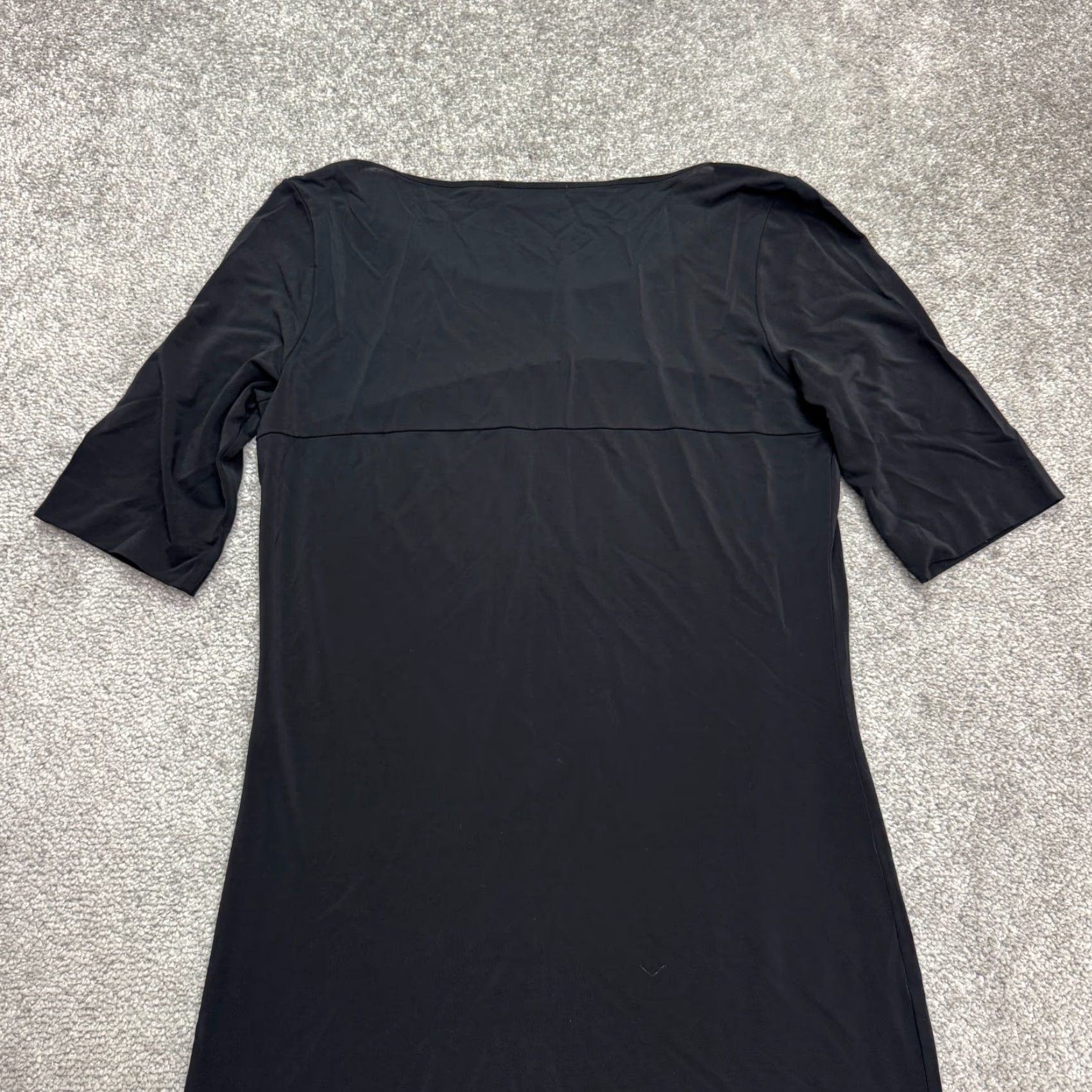 Vintage Kathleen Madden Midi Shift Dress Womens Small Black Short Sleeve Round Neck Work Size 28" / US 6 / IT 42 - 3 Thumbnail