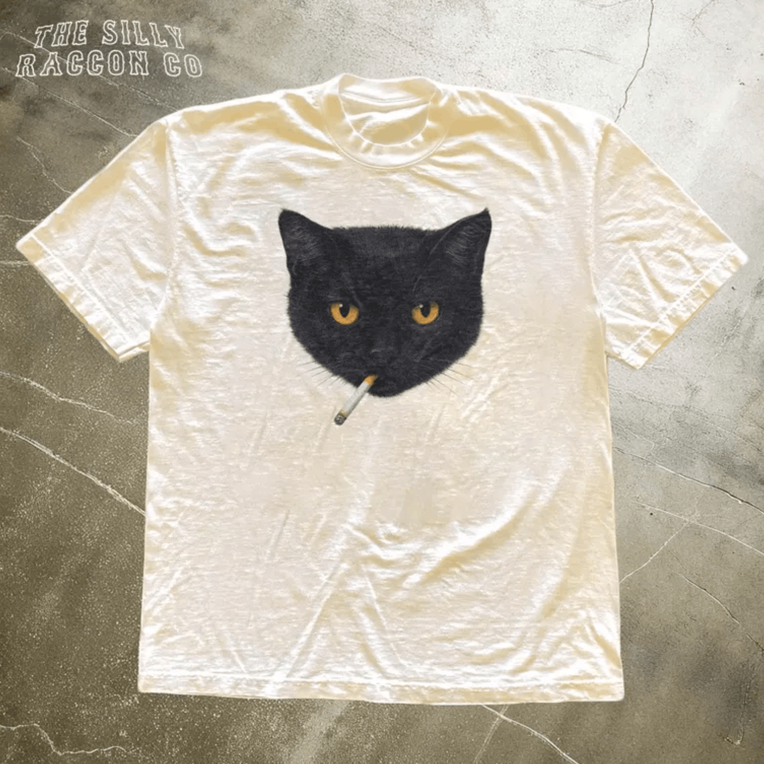 Japanese Brand × Vintage Smoking Cat Y2K Shirt, Vintage Black Cat Tee, Retro shirt Size US L / EU 52-54 / 3 - 1 Thumbnail