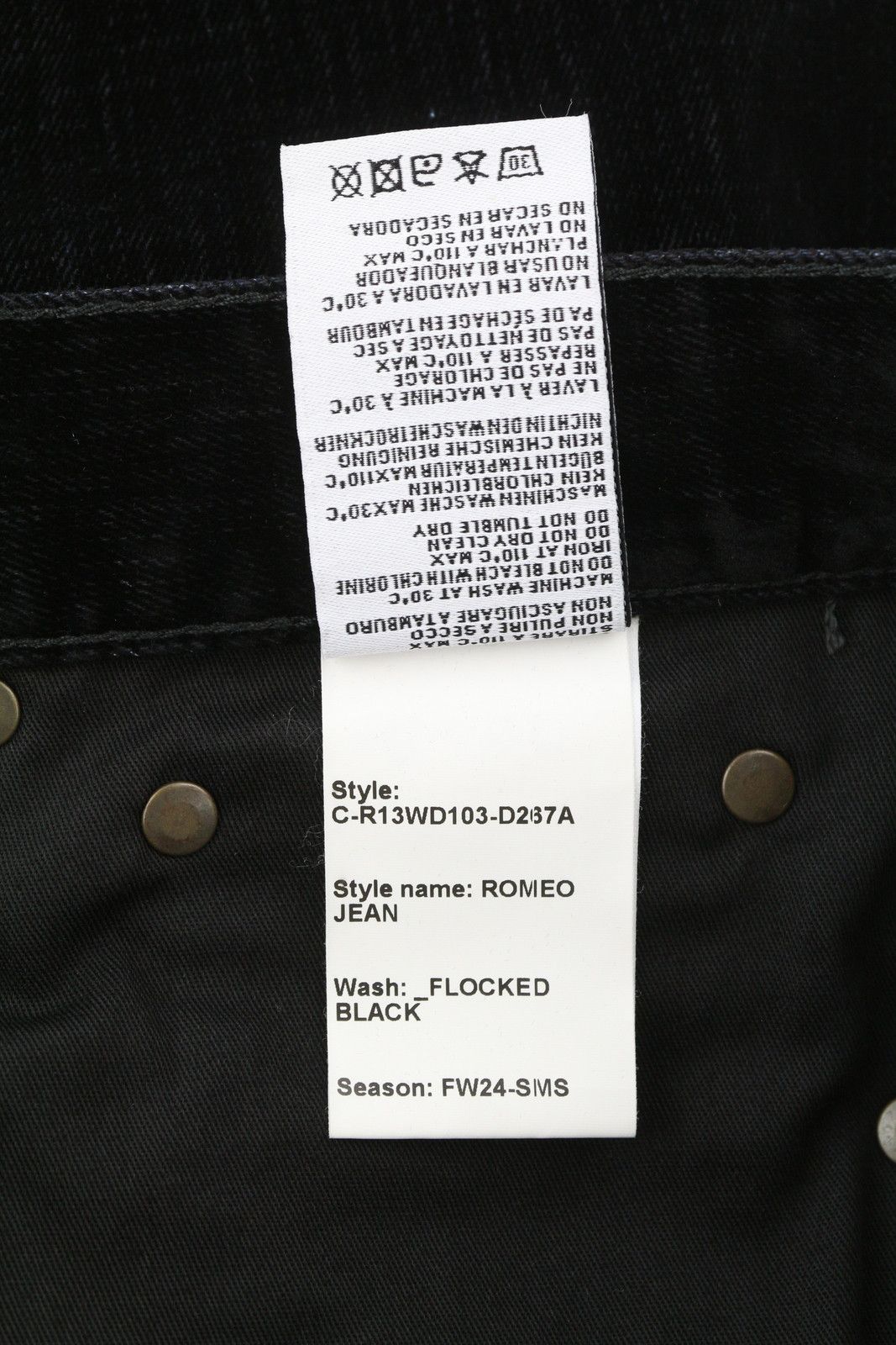 R13 ROMEO 28 Flocked Black Velvet Cropped Low Rise Logo 86248 Size 28" / US 6 / IT 42 - 7 Thumbnail