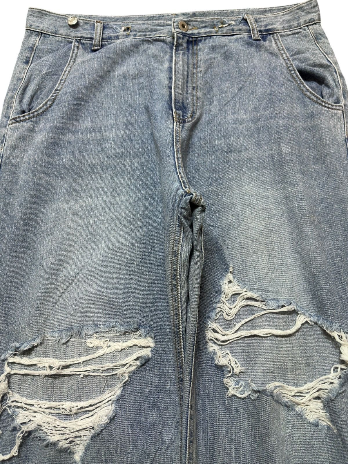 JNCO Vintage MUZE Baggy Faded Grunge Distressed Denim Size US 35 - 2 Thumbnail