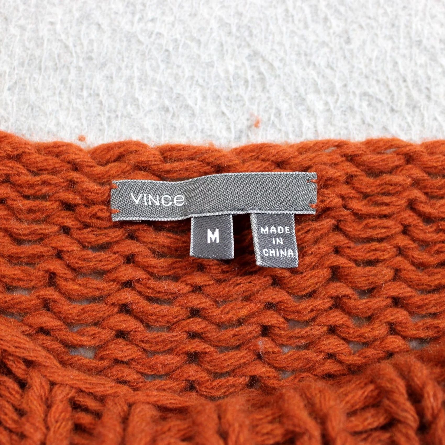 Vince Vince Sweater Women M Orange Boat Neck Open-Knit Wool Pullover Casual Bohemian Size M / US 6-8 / IT 42-44 - 3 Thumbnail