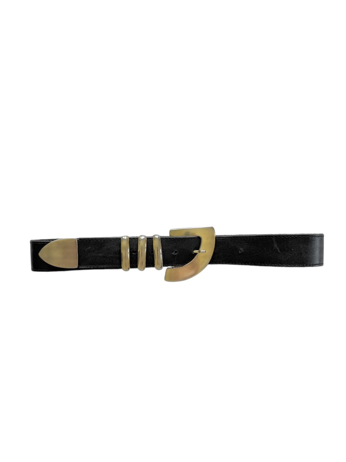 Vintage Genuine leather black vintage belt Size ONE SIZE - 1 Thumbnail