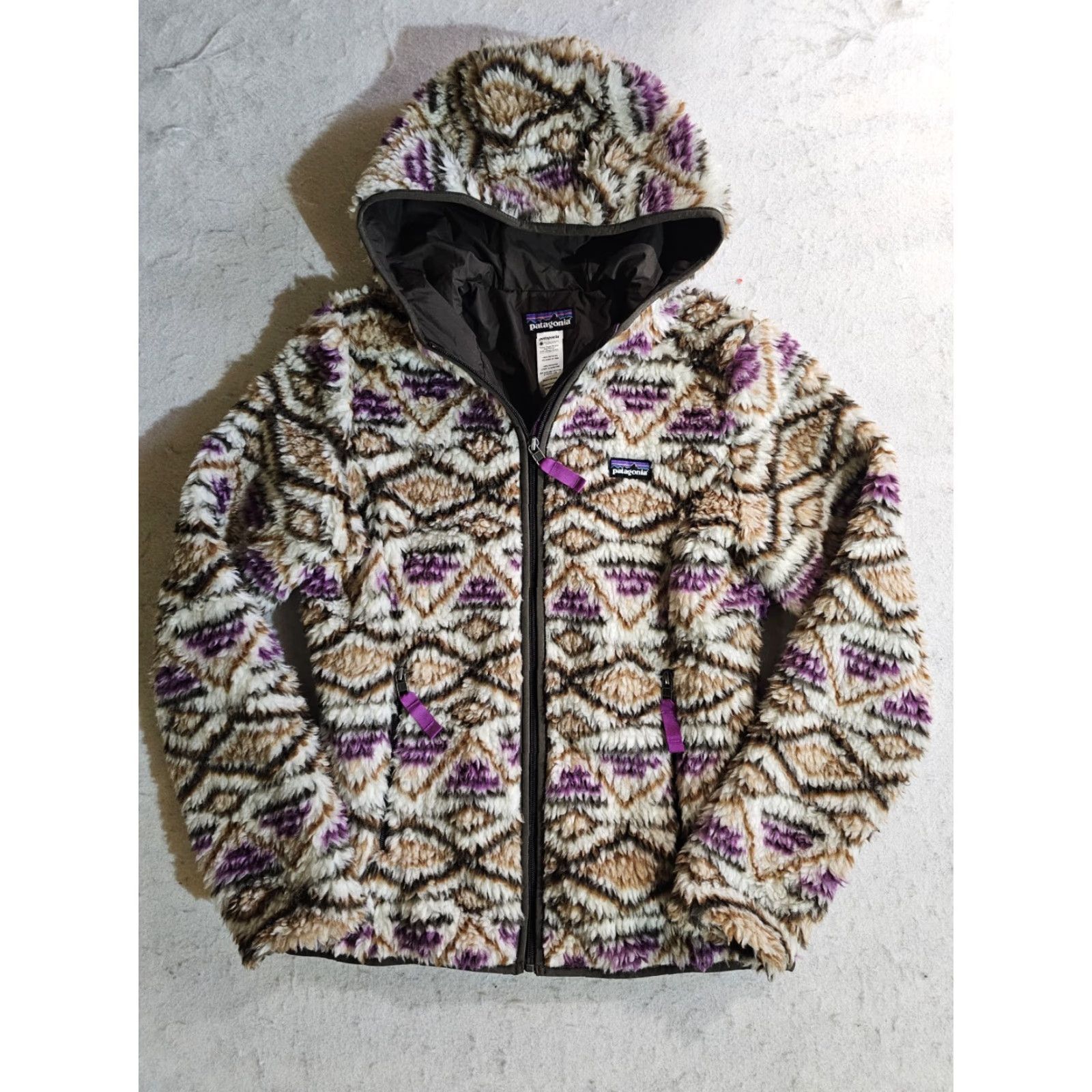 Patagonia VINTAGE Patagonia Retro-X Fleece Full-Zip Hooded Womens Sz M Gold & Purple Jacket Size M / US 6-8 / IT 42-44 - 2 Thumbnail