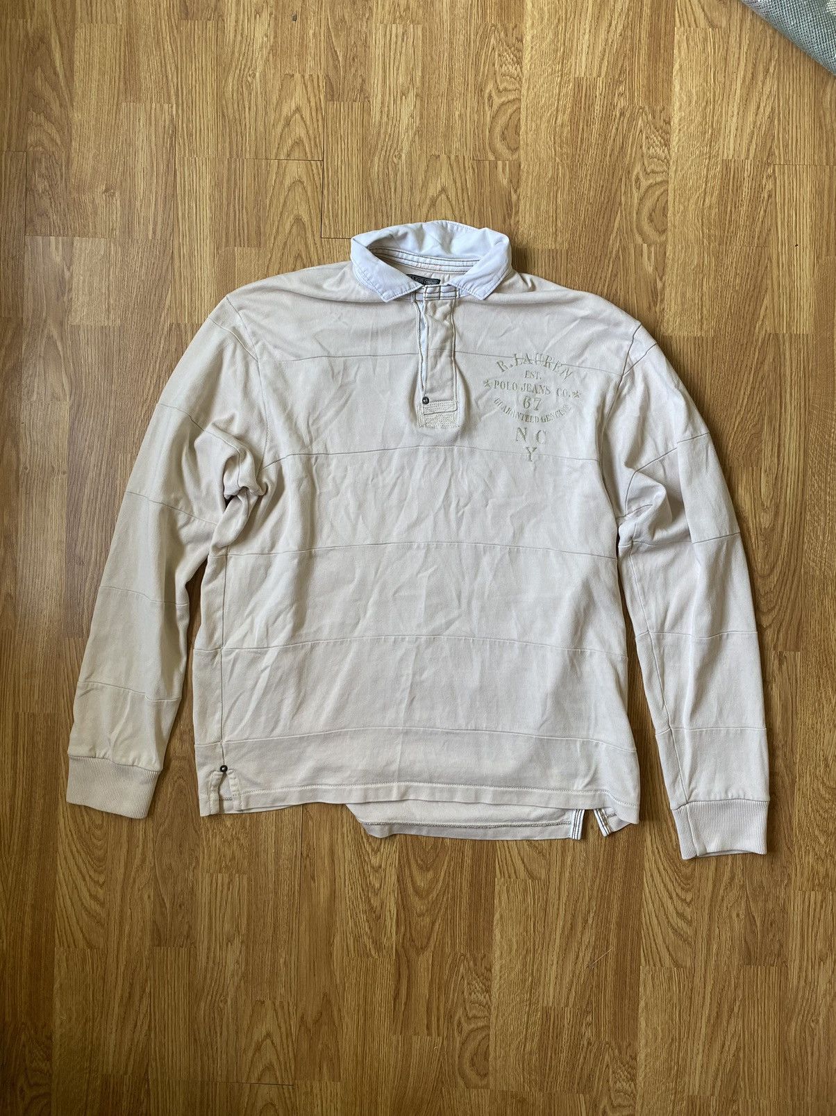 Polo Ralph Lauren Vintage Polo Jeans Co Ralph Lauren Rugby Beige Mens 2XL Size US XXL / EU 58 / 5 - 1 Thumbnail