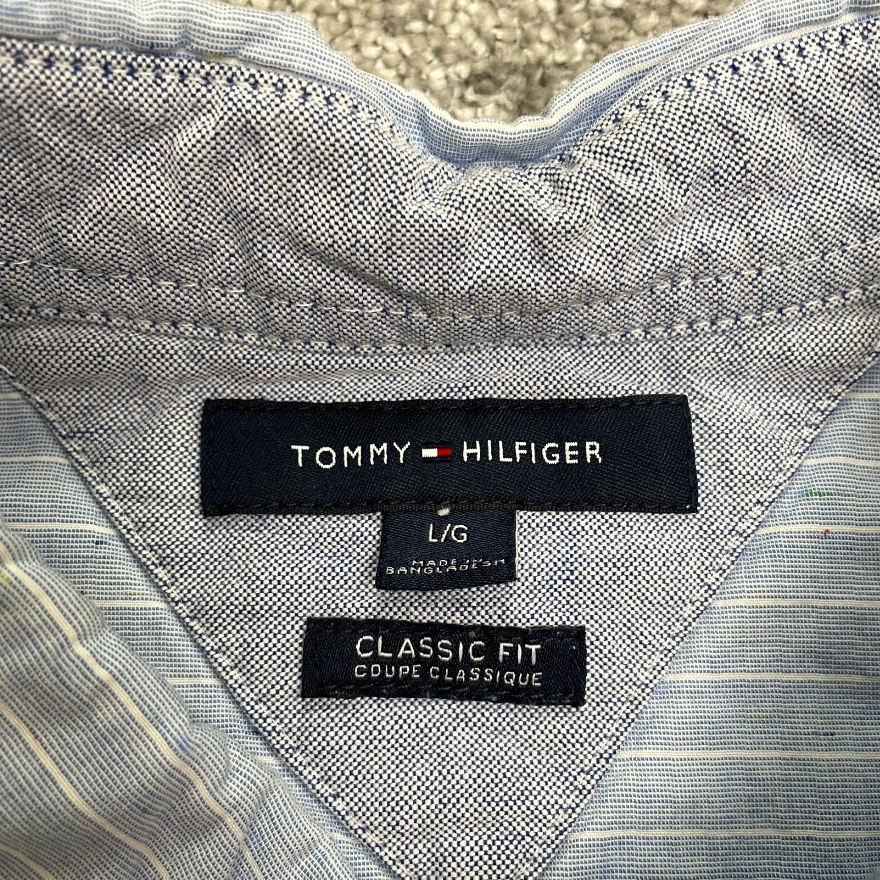 Tommy Hilfiger Tommy Hilfiger Classic Fit Shirt Men L Blue White Stripe Short Sleeve Casual Size US L / EU 52-54 / 3 - 7 Thumbnail