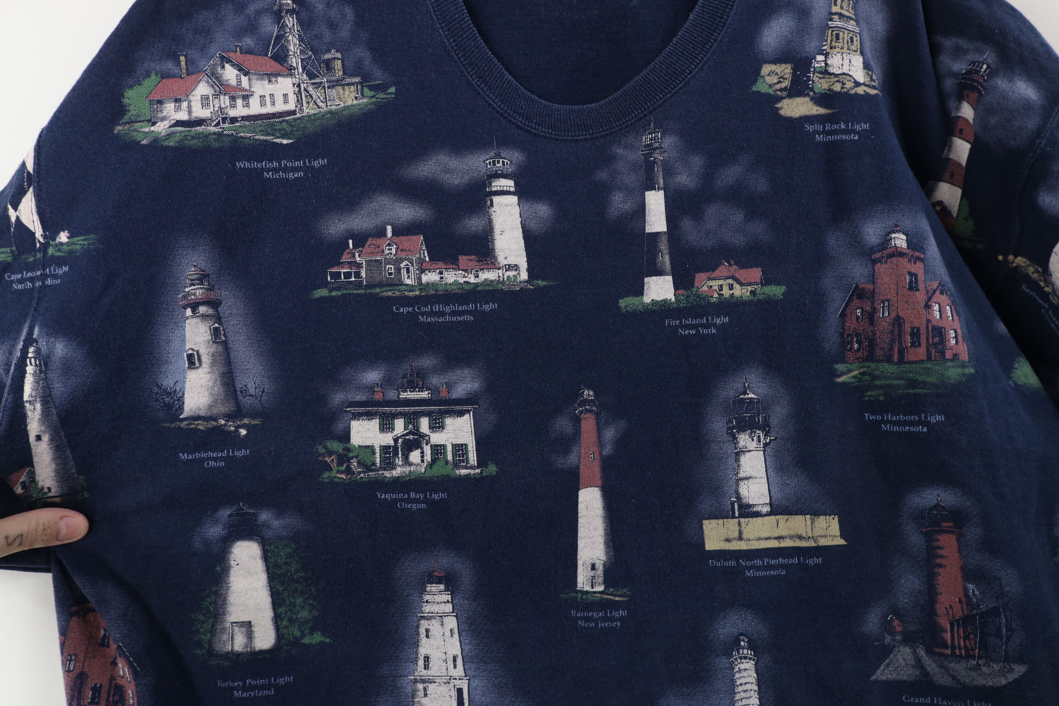 Vintage Vintage 90s Streetwear Lighthouse Print Short Sleeve T-Shirt Size US XXL / EU 58 / 5 - 5 Thumbnail