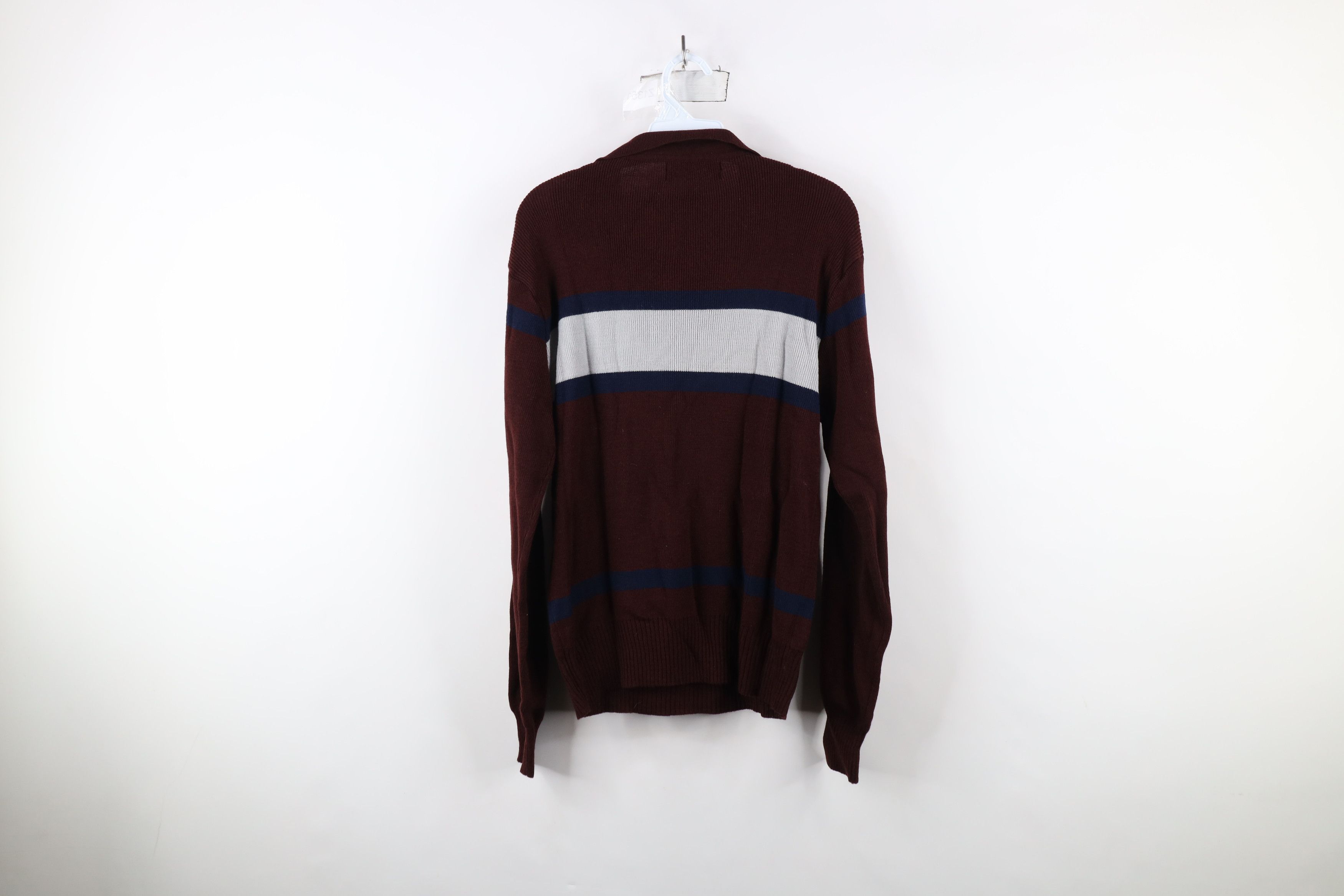Vintage Vintage 70s Streetwear Block Ribbed Knit Collared Sweater Size US L / EU 52-54 / 3 - 7 Thumbnail