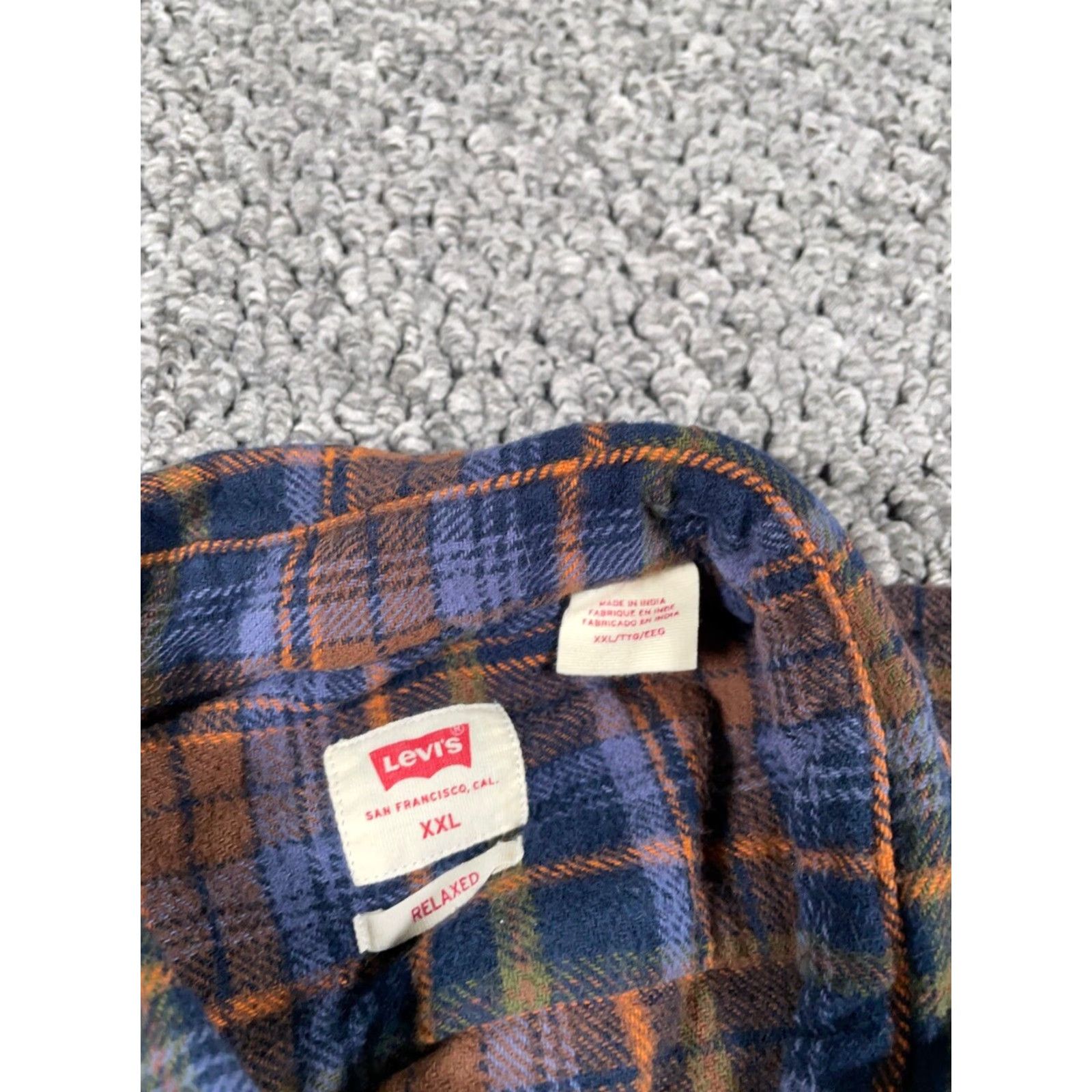 Levi's Levi's Relaxed Fit Flannel Shirt Adult 2XL Brown Blue Plaid Heavyweight Grunge 90s Mens Size US XXL / EU 58 / 5 - 3 Thumbnail