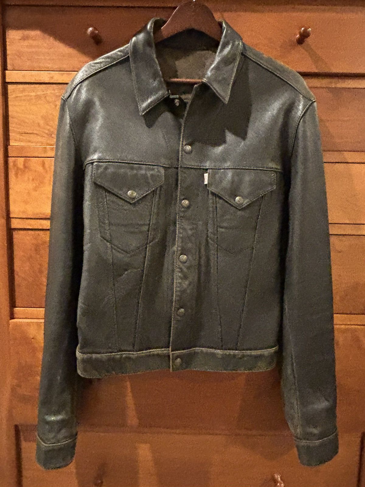 Warehouse Warehouse Black Leather Type III Trucker Jacket Sz 40 Size US XS / EU 42 / 0 - 1 Thumbnail