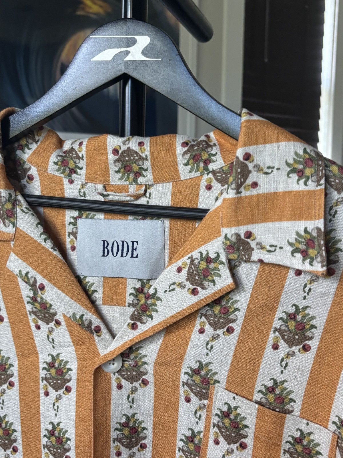 Bode 1/1 BODE ORANGE LINEN FLORAL PRINT SHIRT Size US XXL / EU 58 / 5 - 7 Thumbnail