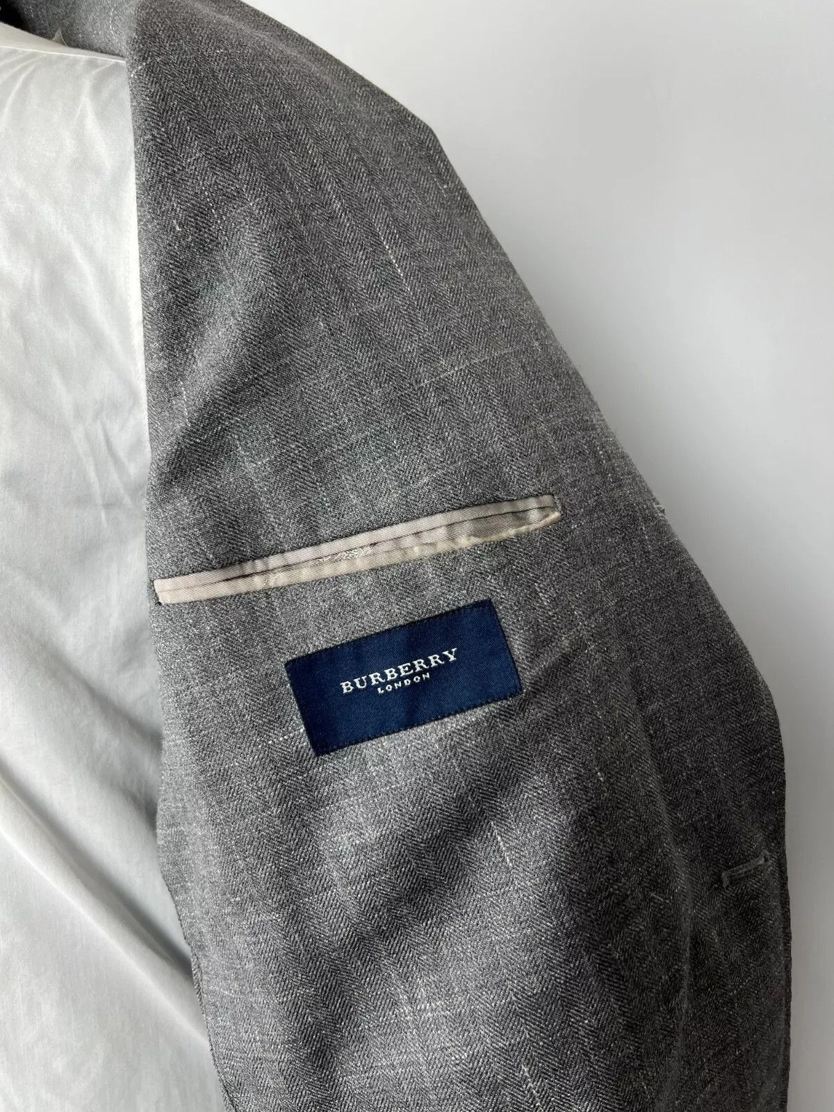 Burberry Burberry London Men's Grey Half Lined Wool Linen Silk Blazer Size 46R - 7 Thumbnail