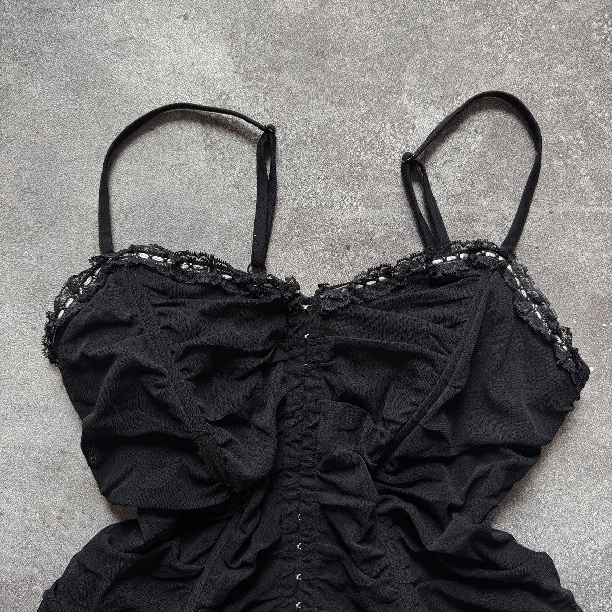 Hysteric Glamour Y2K Coquette Grunge Black Lace Camisole Corset Style Top Size XL / US 12-14 / IT 48-50 - 2 Thumbnail