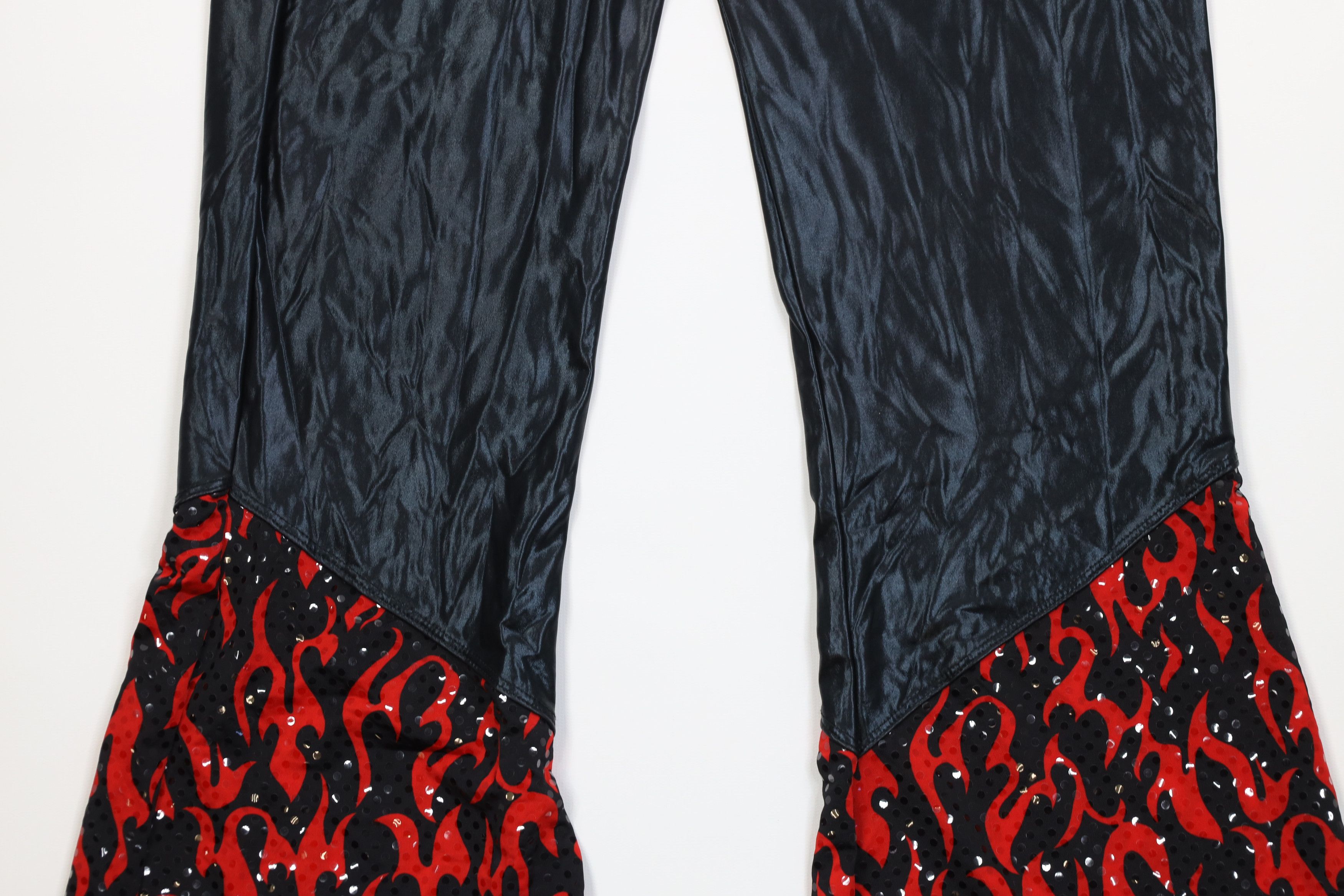 Vintage Vintage 90s Y2K Metallic Fire Flames Bell Bottoms Pants Size 27" / US 4 / IT 40 - 10 Thumbnail