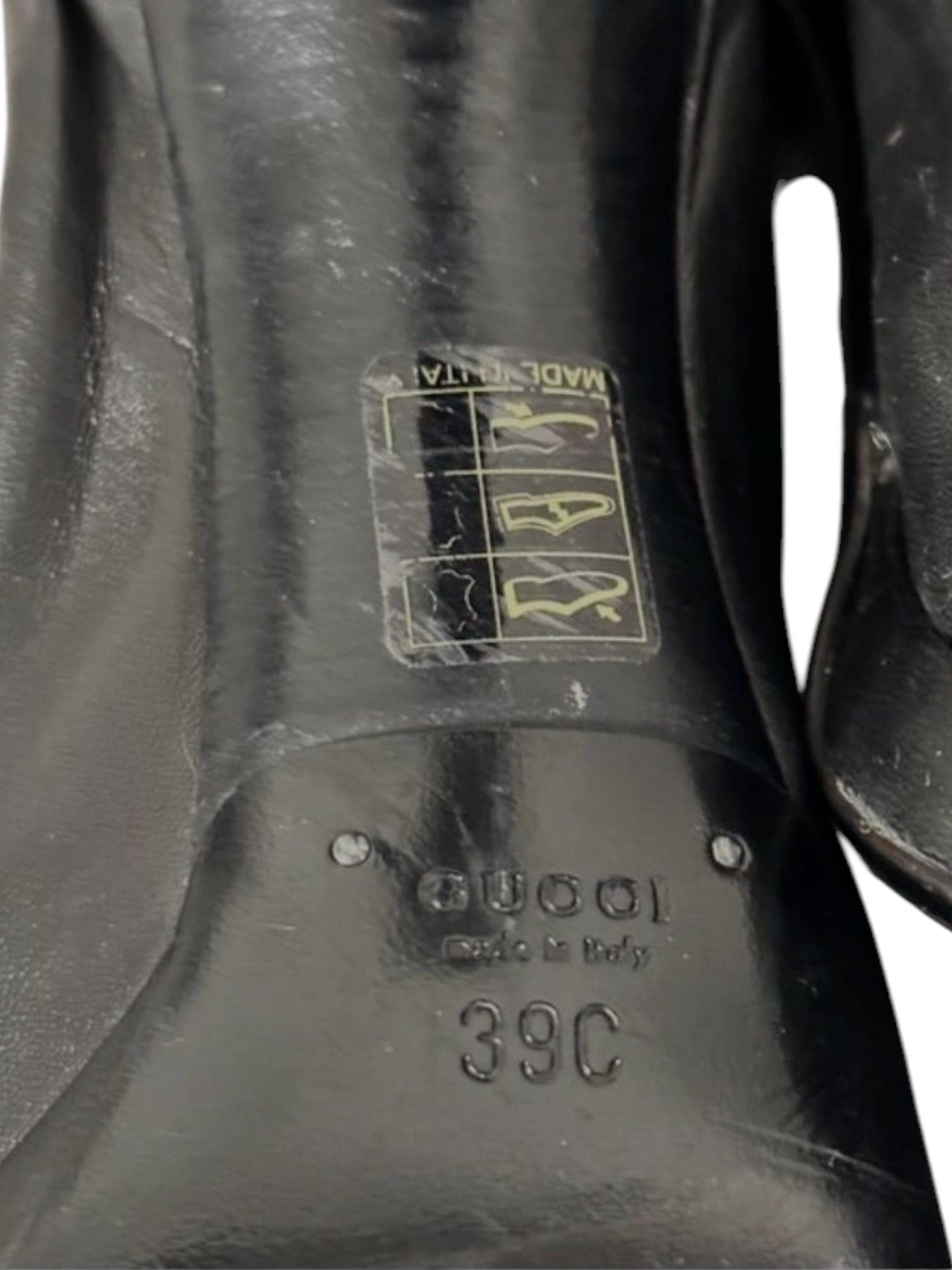 Gucci × Tom Ford 00s Gucci Black Leather Ruched Peep-Toe Heels Size US 9 / IT 39 - 6 Thumbnail