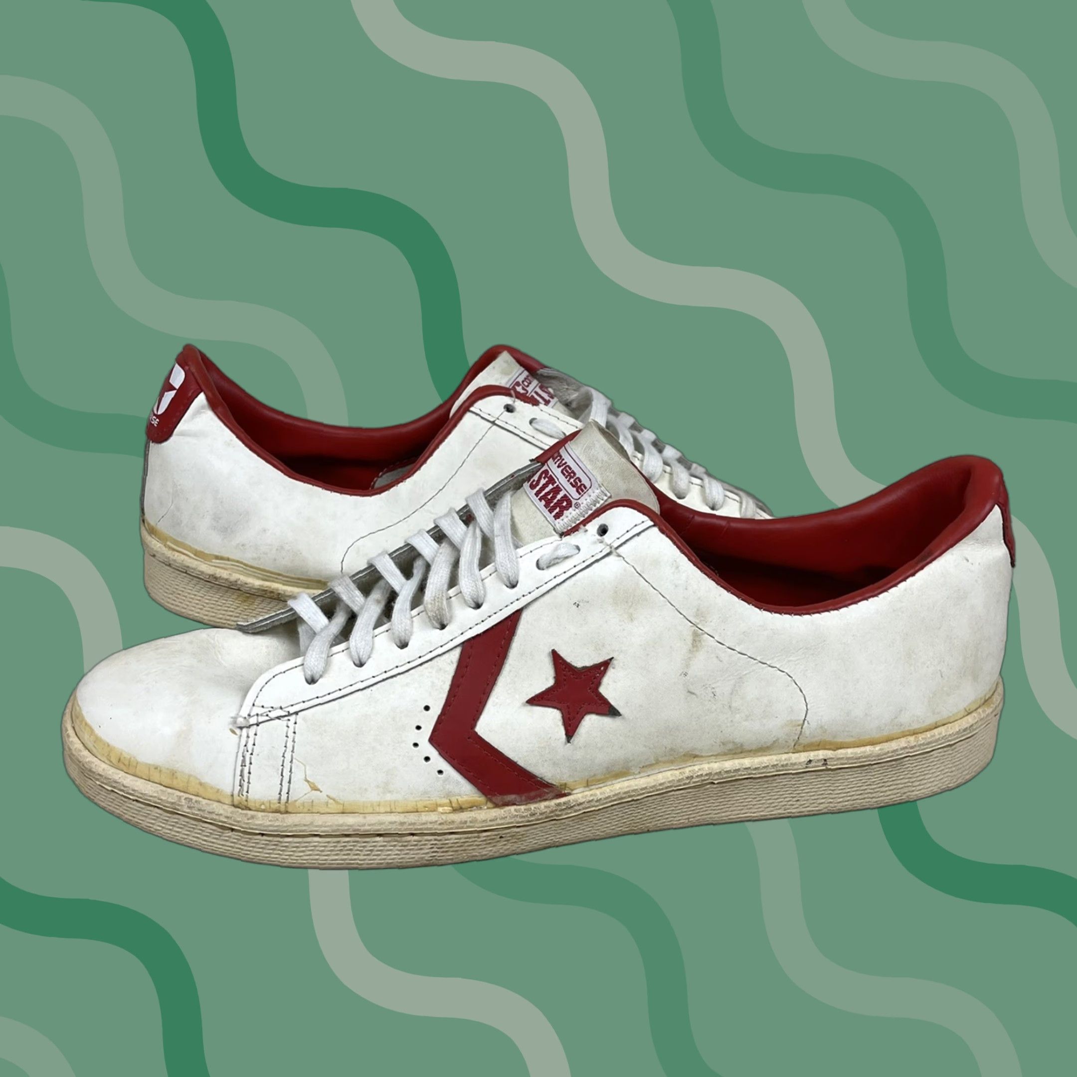 VINTAGE Converse One Star Low Top Basketball Shoes USA Leather 17 Red Men Sixers Irving Star Sneaker University Basketball Shoe