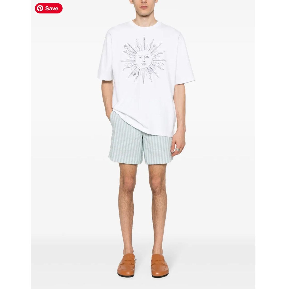 Maison Kitsune Maison Kitsune Mens Blue Striped Shorts Size L MSRP $419 Size US 32 / EU 48 - 2 Thumbnail