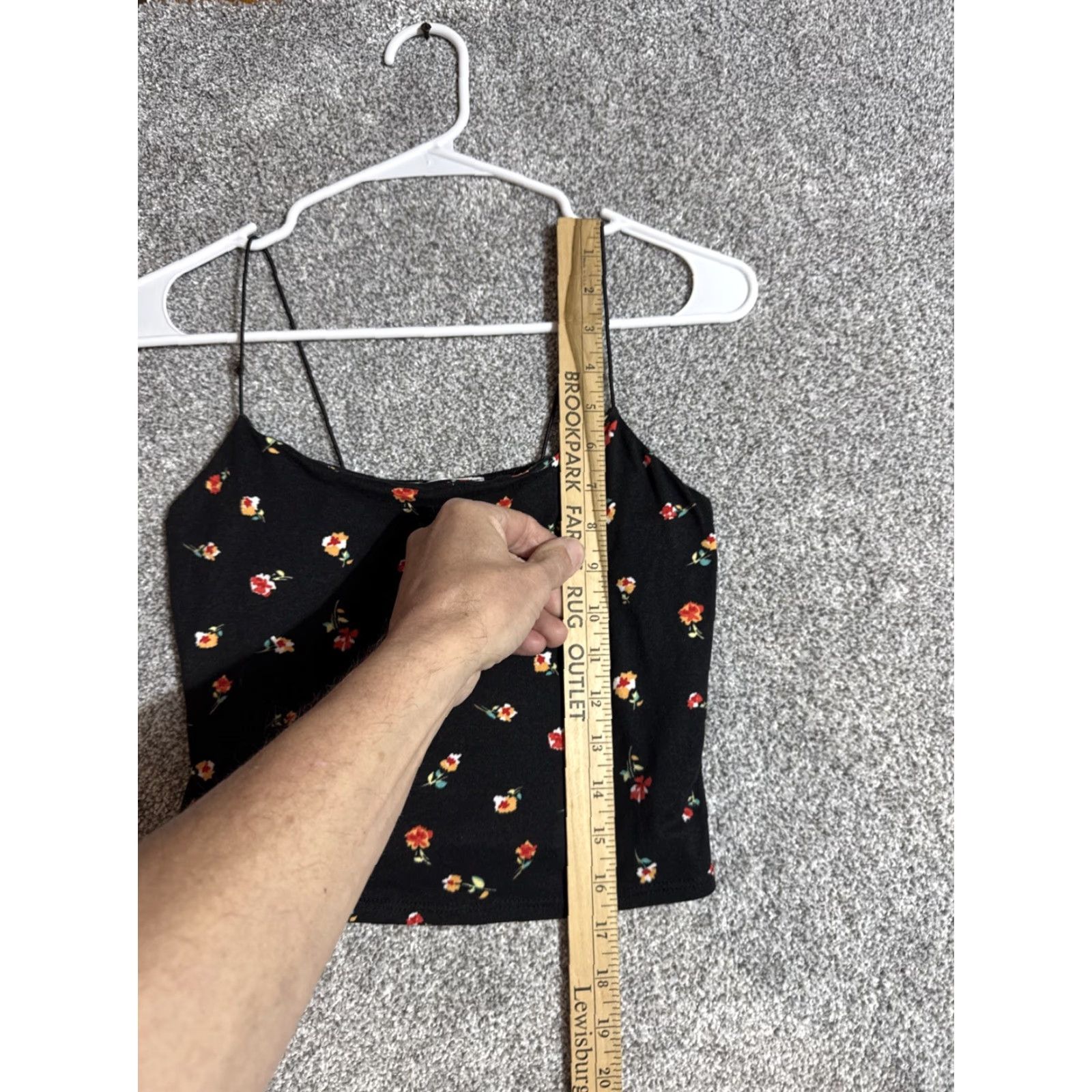 Vintage GAZE Floral Cami Crop Tank Top Women Small S Black Sleeveless Spaghetti Strap Square Neck Cropped Bohemian Fairycore Y2K Look Casual Womens Size S / US 4 / IT 40 - 2 Thumbnail