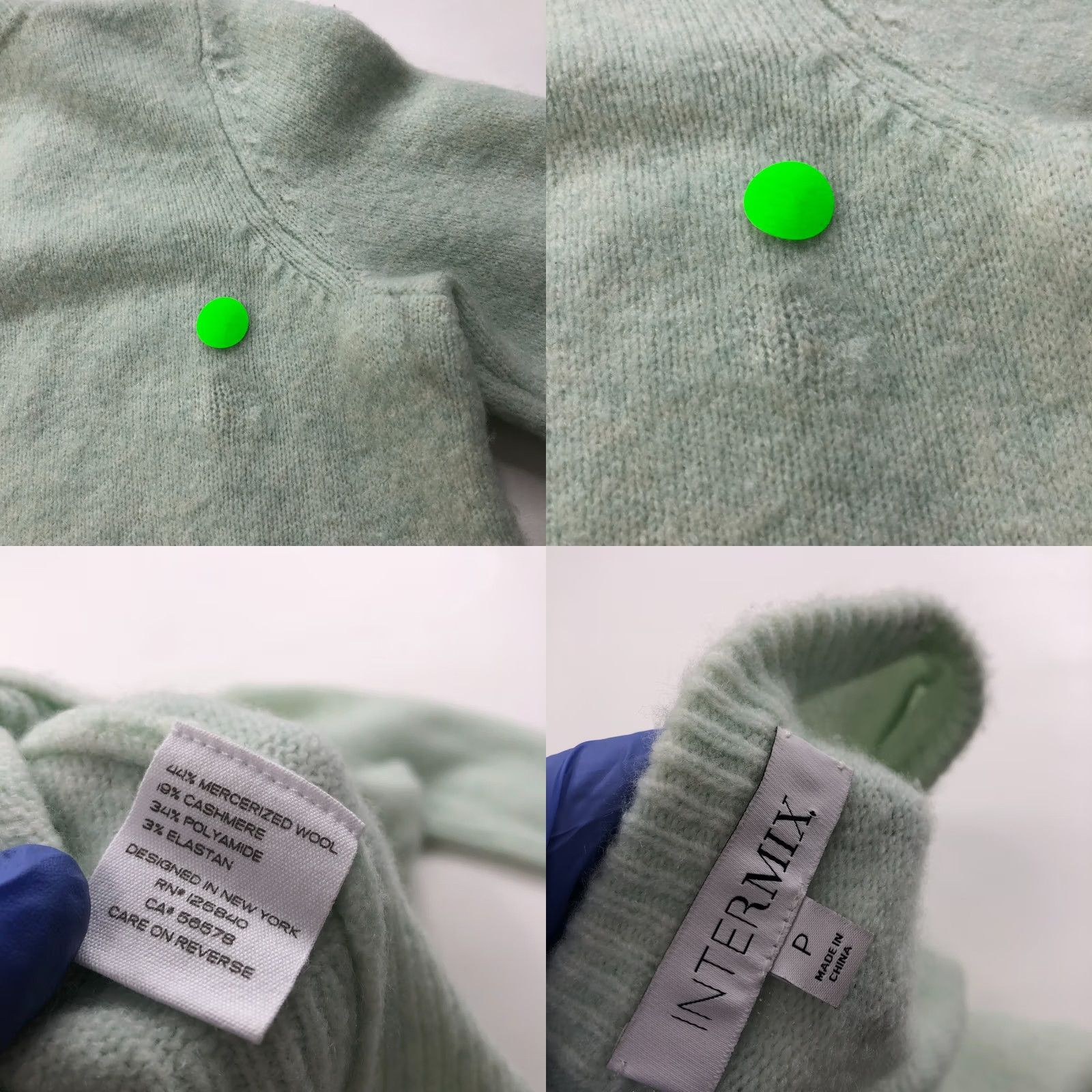 Vintage INTERMIX Wool Cashmere OS Petite Scoop Crop Pullover Sweater Green - Pullover - Cardigan? Size S / US 4 / IT 40 - 8 Thumbnail