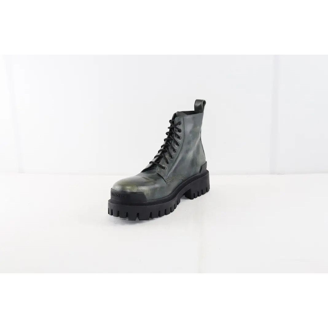 Balenciaga o1rshd1 Worn-Out Effect Leather Strike Bootie L20 in Khaki Size US 10 / EU 43 - 3 Thumbnail