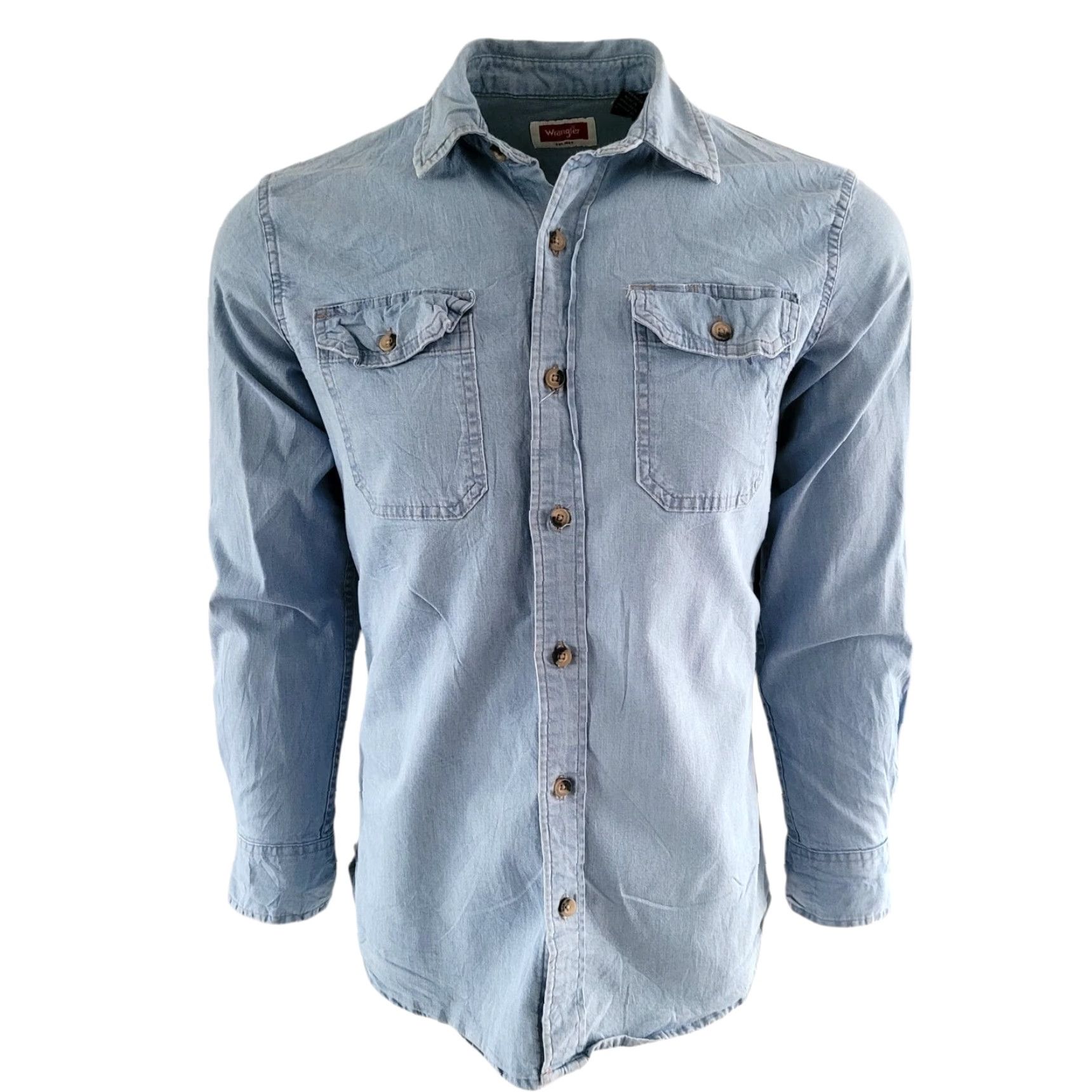 Wrangler Wrangler Western Shirt – Light Blue Denim Shirt – Size S – Long Sleeve – Button-Up – Stretch Denim – Vintage Wrangler Western Denim Shirt Size US S / EU 44-46 / 1 - 2 Thumbnail