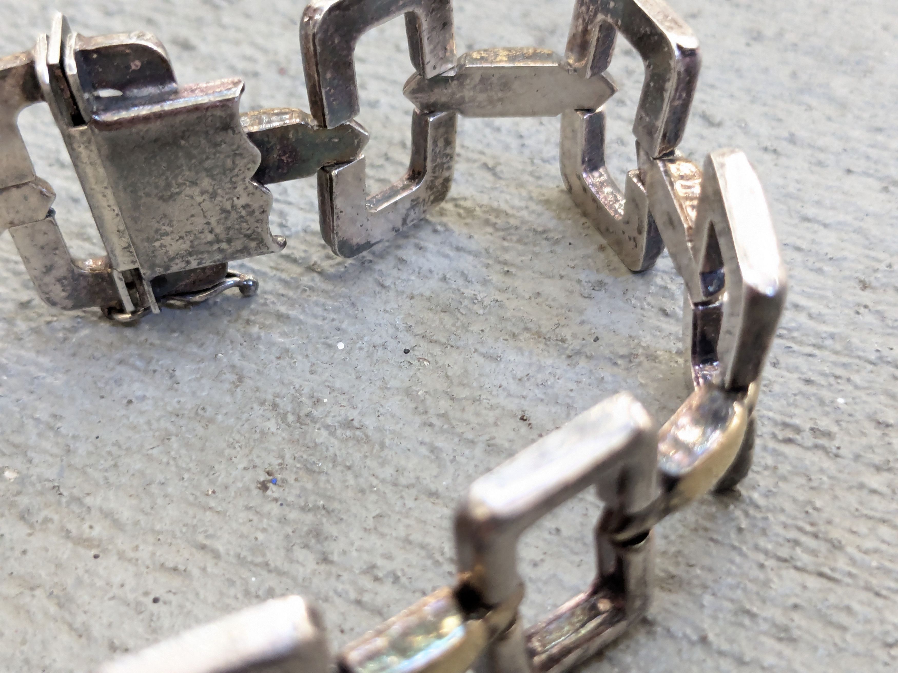 Vintage Vintage Sterling Silver Bracelet Rectangle Two Tone Italy Size ONE SIZE - 10 Thumbnail
