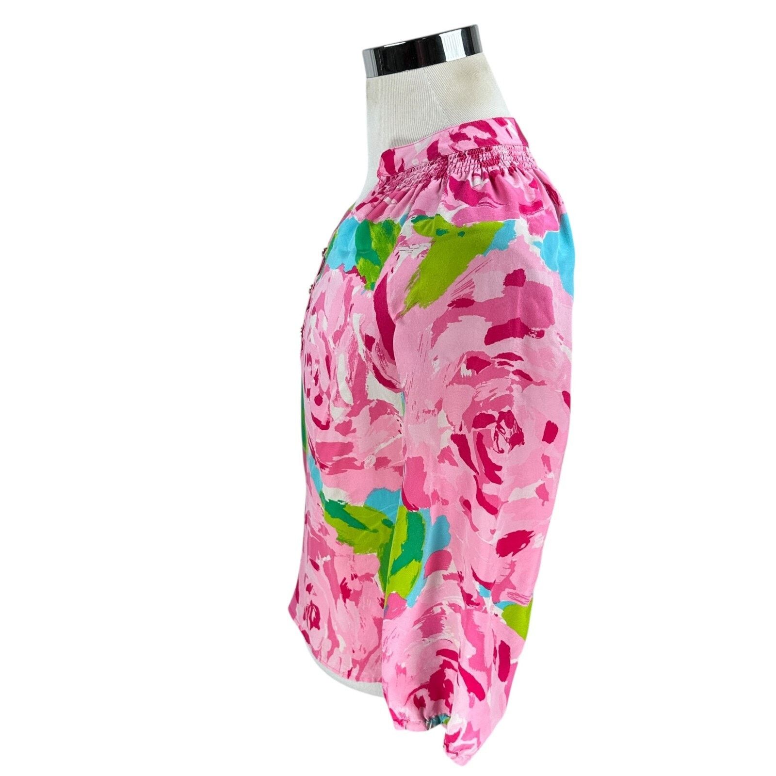 Lilly Pulitzer Lilly Pulitzer Elsa Top Women’s Small Hotty Pink Silk Grail Size S / US 4 / IT 40 - 4 Thumbnail