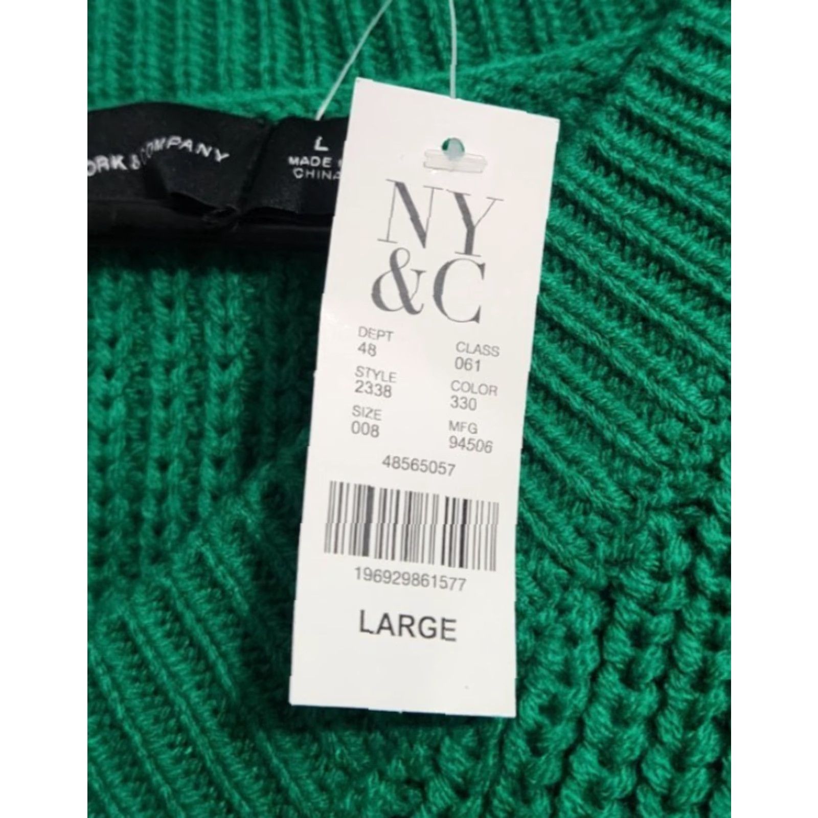 Vintage New York & Company Womens L Sweater V-Neck Pullover Acrylic Green Size L / US 10 / IT 46 - 4 Thumbnail
