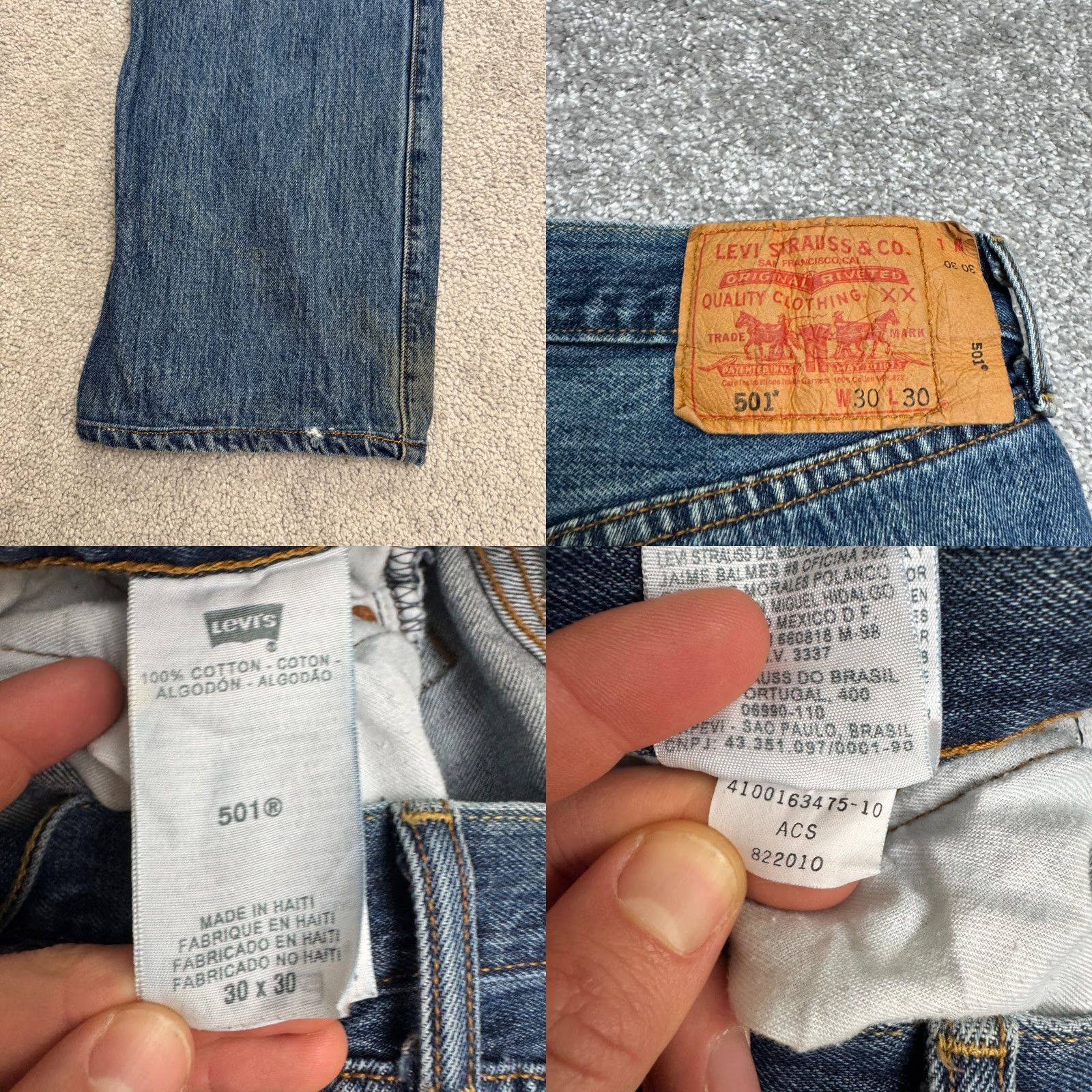 Levi's Levi's 501 Jeans Men 30x30 Denim Blue Dark Wash Straight Button Fly 5-Pocket Regular Fit Vintage No N/A Size US 30 / EU 46 - 8 Thumbnail