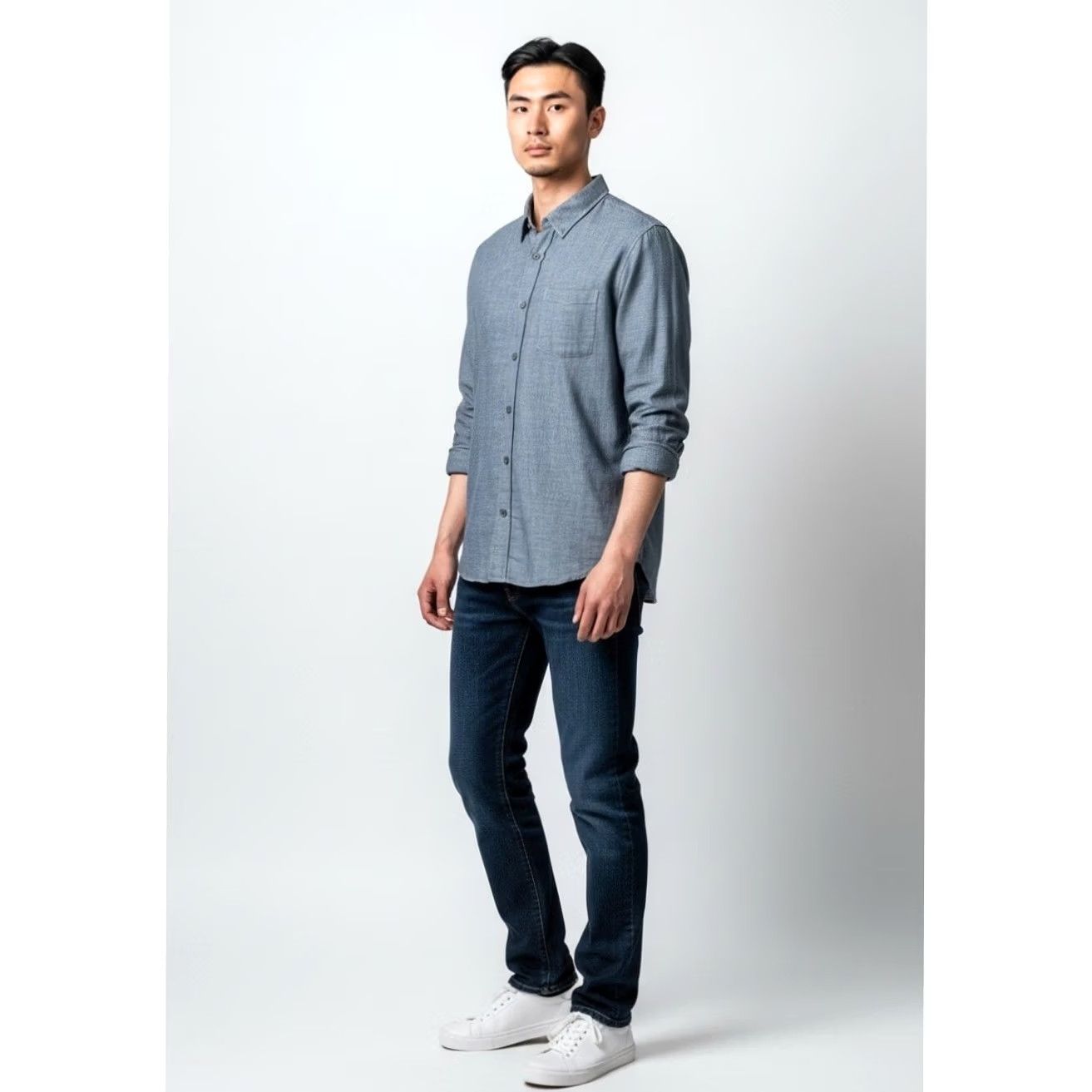 Vince Vince Blue Double Face Long Sleeve Button-Down Shirt M Mens Classic Fit Size US M / EU 48-50 / 2 - 4 Thumbnail