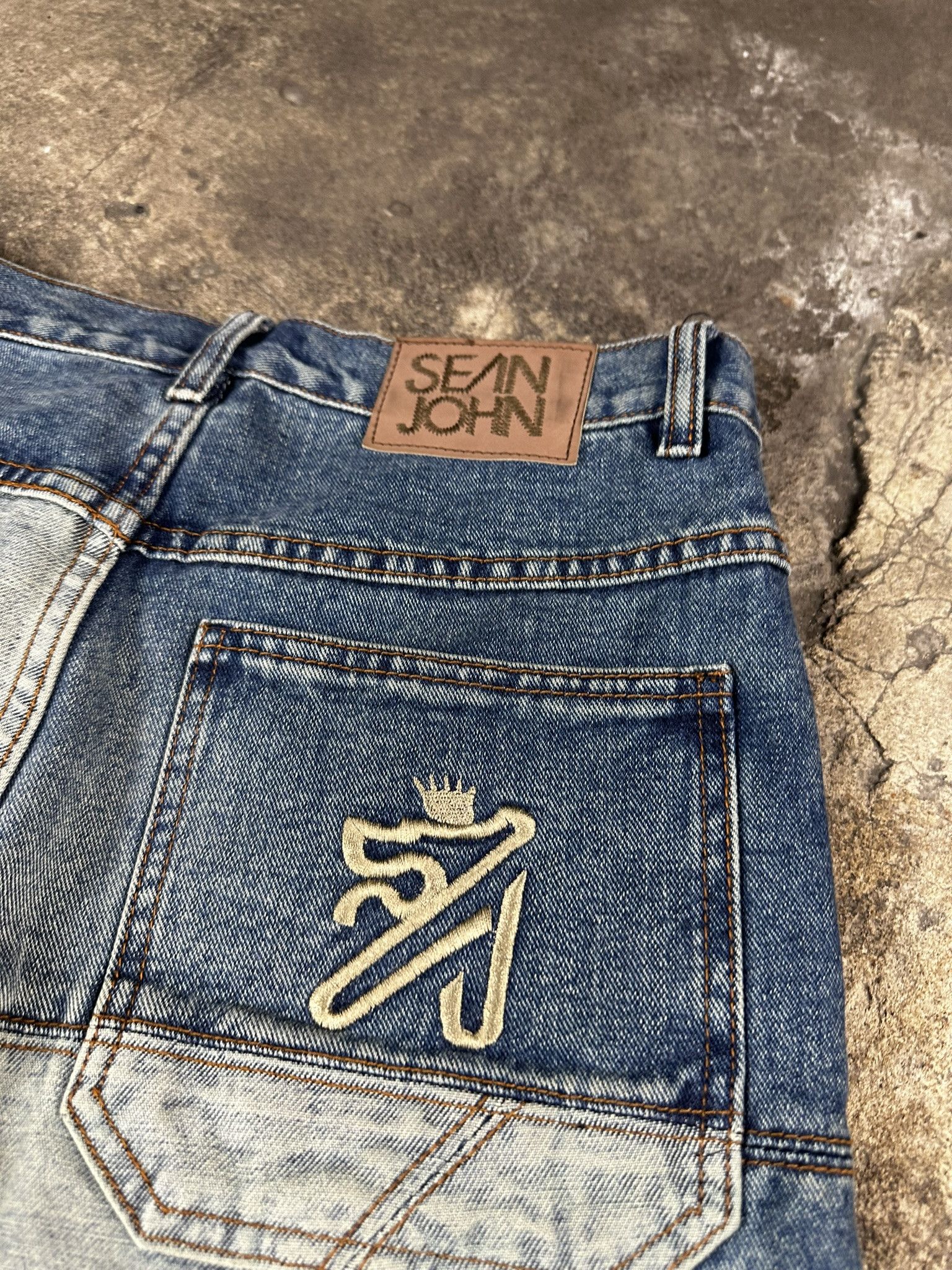 Sean John 2000s Sean John Patchwork Oversized Hiphop Rap Jeans Pants Size US 32 / EU 48 - 4 Thumbnail
