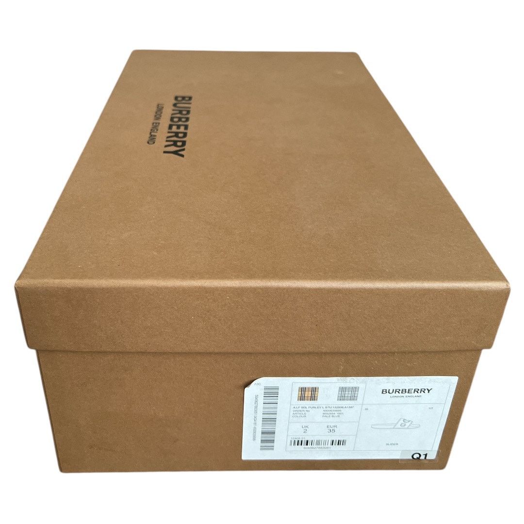 BURBERRY Pale Blue Furley Logo-Embellished Sandals, IT35/US5