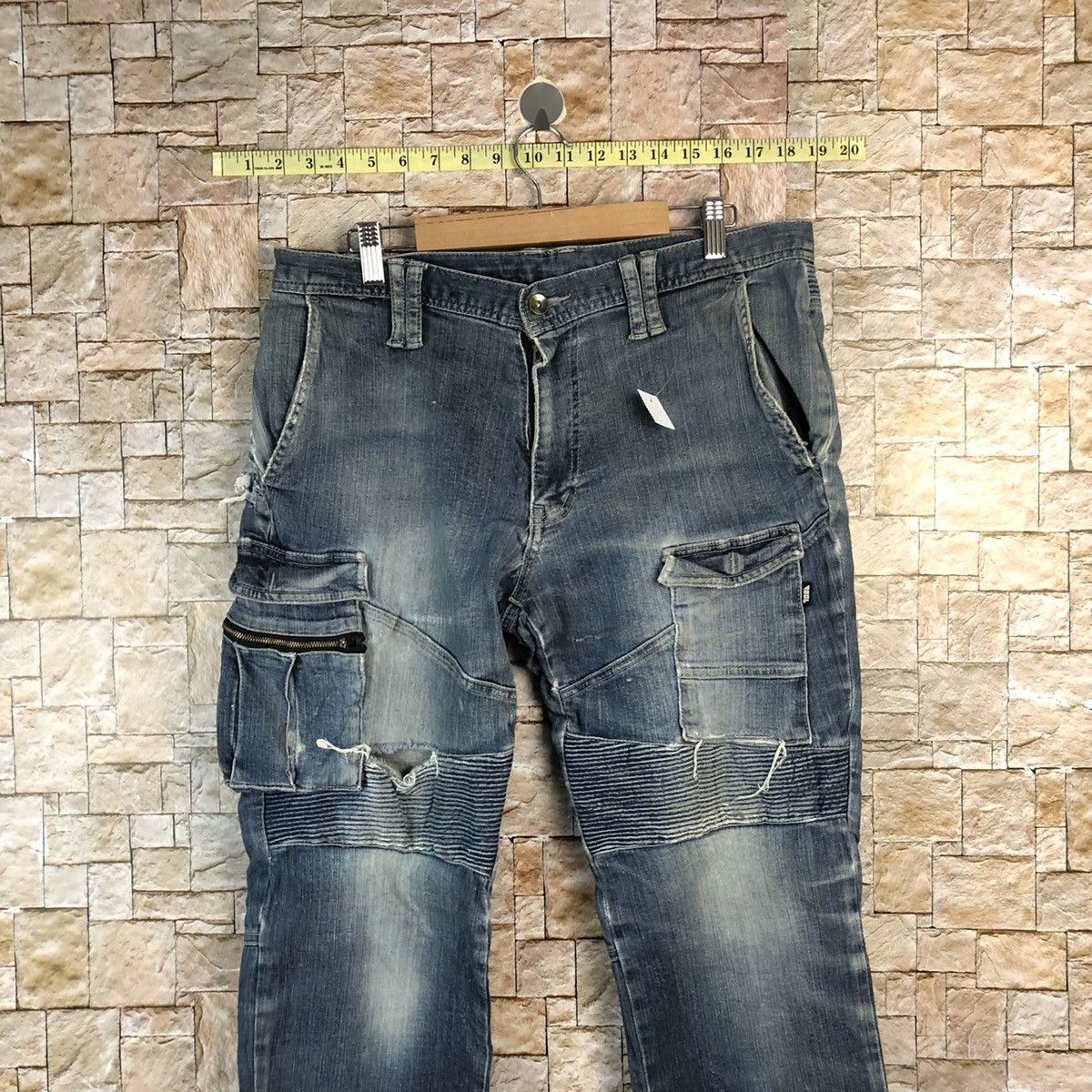 Japanese Brand Tora ripped Denim utility tactical distressed Pants #A959 Size US 33 - 2 Thumbnail