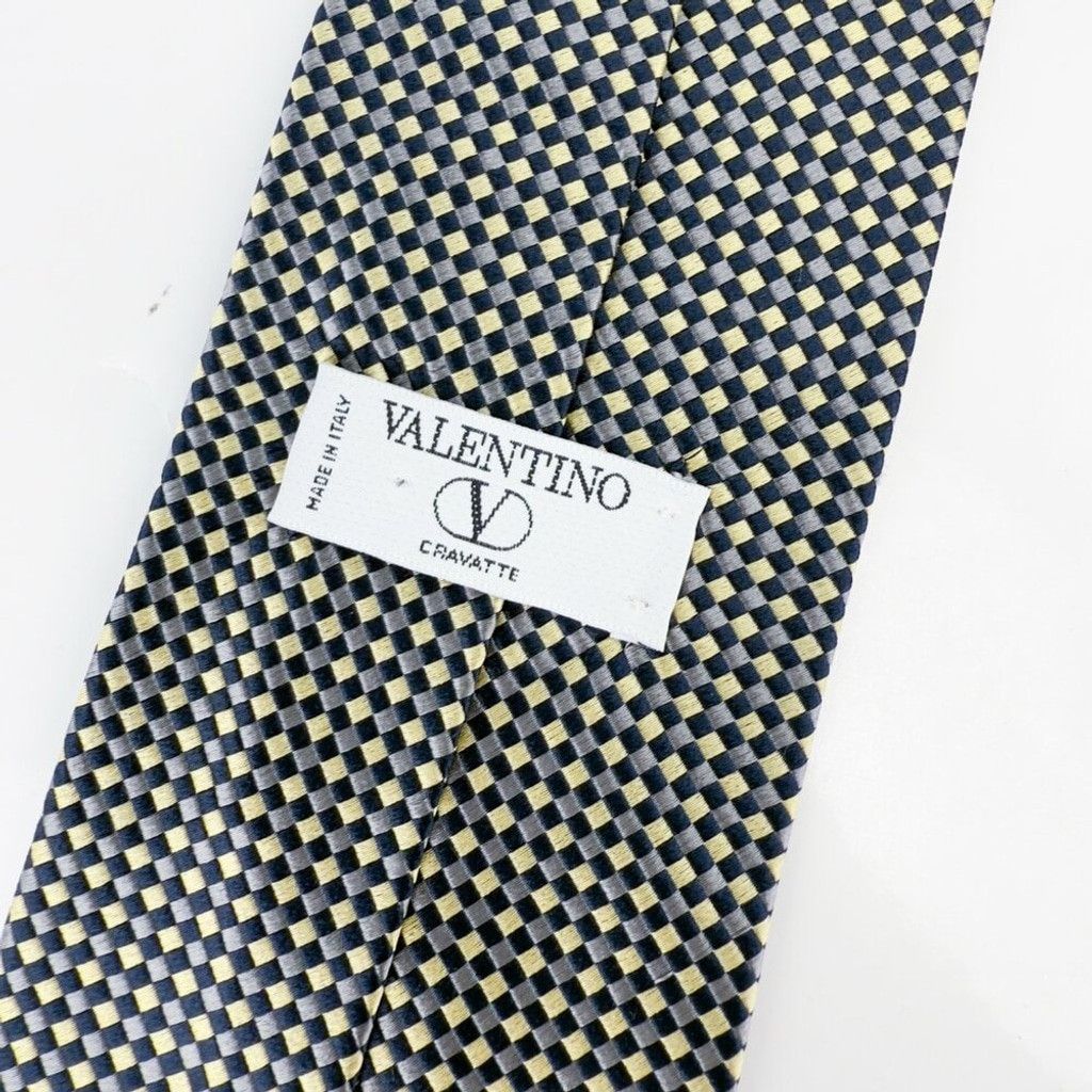 Valentino VALENTINO 100% Silk Geometric Gold Gray & Black Tie 54" Size ONE SIZE - 3 Thumbnail