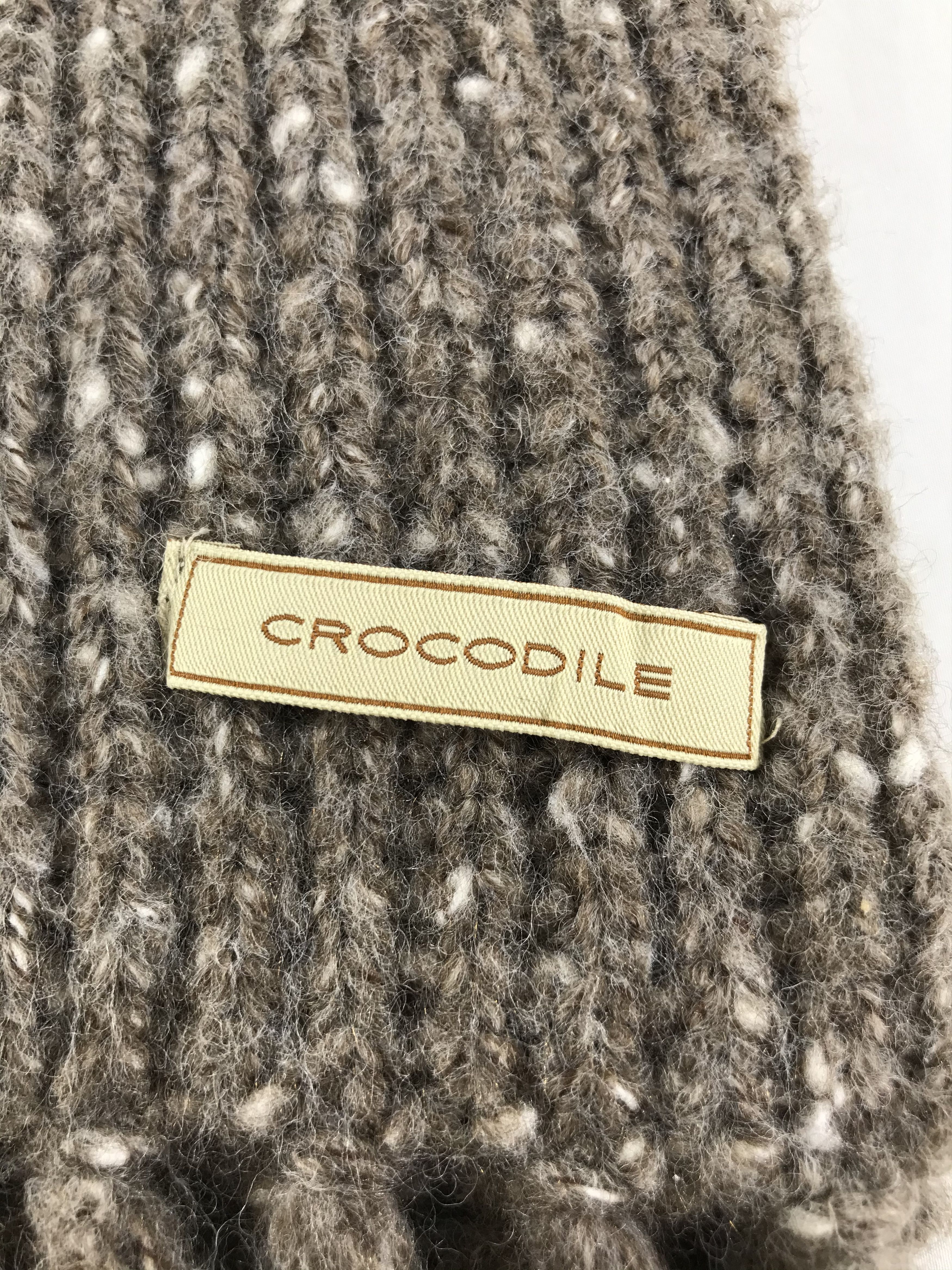 Vintage Crocodile Knit Wool Muffler Scarf V134 Size ONE SIZE - 4 Thumbnail