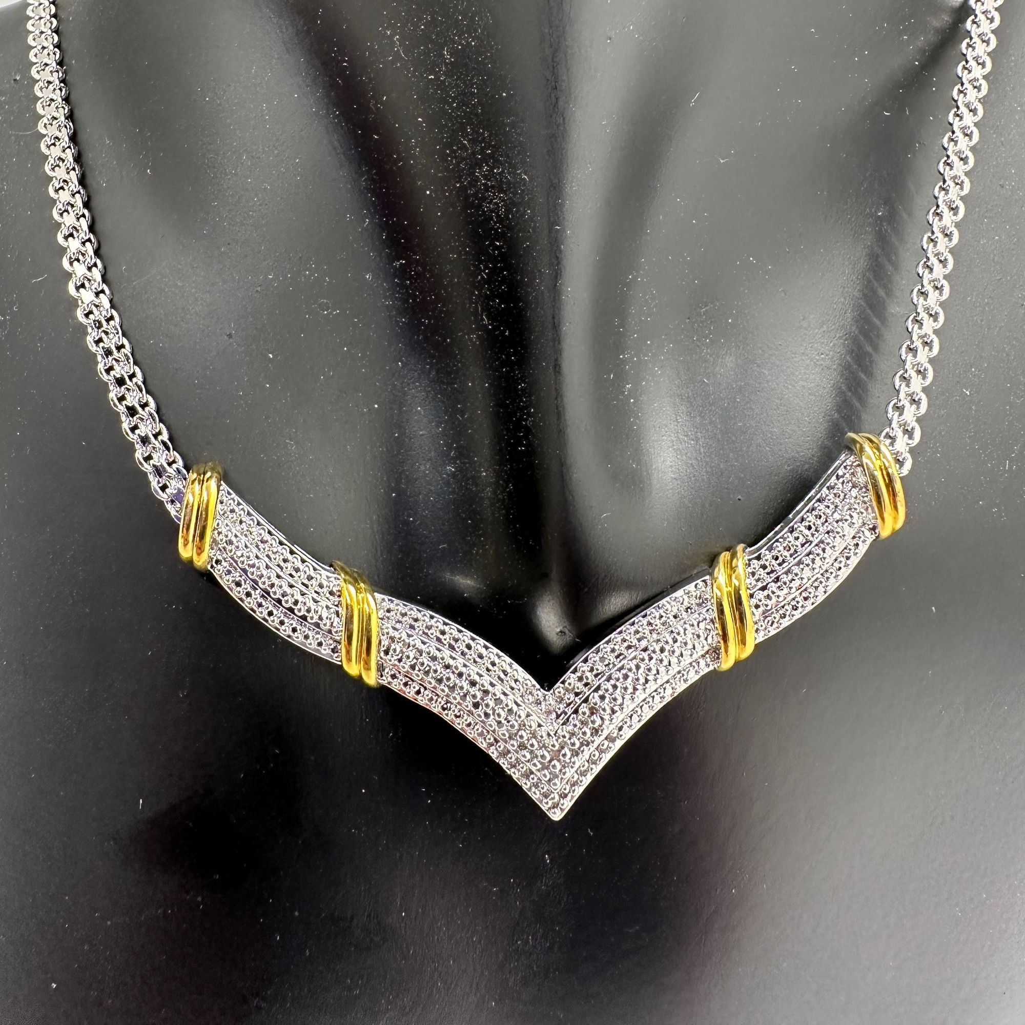 Other Beautiful Diamond Accented Chevron Wings Evening Necklace - Size ONE SIZE - 1 Thumbnail