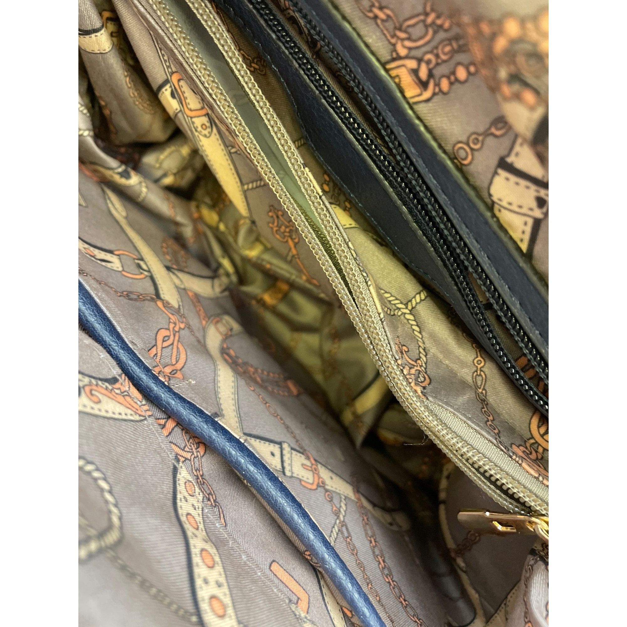 Other Womens Navy Blue with Gold Accents Handle Bag Satchel Should Size ONE SIZE - 7 Thumbnail