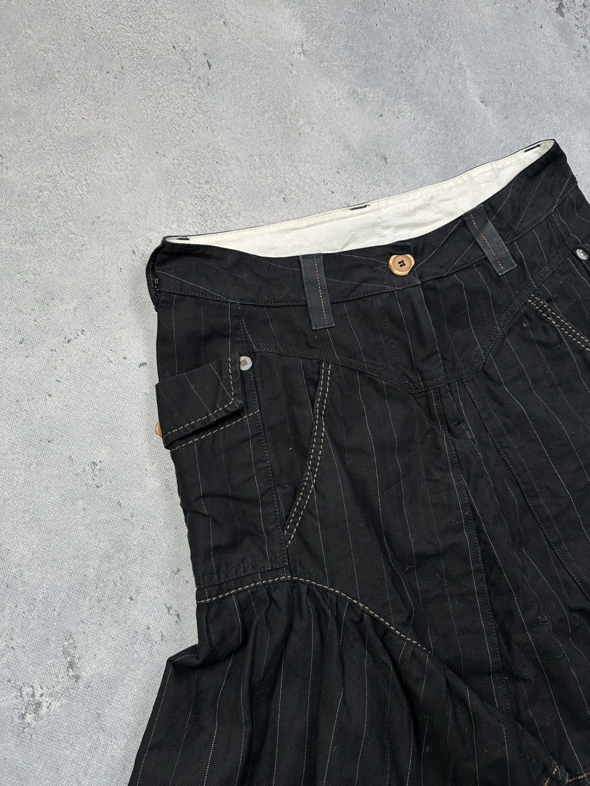 Marithe + Francois Girbaud Marithé + François Girbaud Ruffle Pinstripe Midi Denim Skirt Size 32" / US 10 / IT 46 - 9 Thumbnail