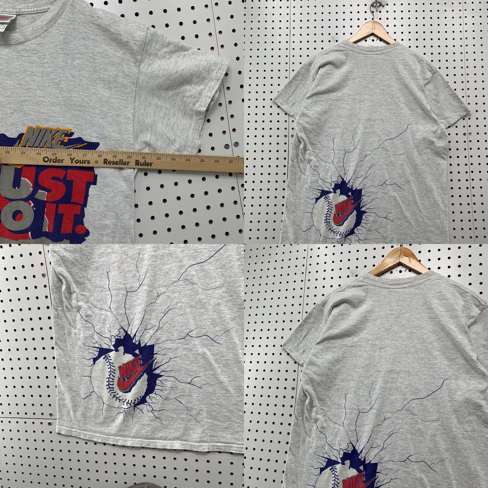 Nike VINTAGE Nike Baseball T Shirt Mens L Gray Just Do It 90s USA Nike Shirt Mens Large Gray 90s Size US L / EU 52-54 / 3 - 9 Thumbnail