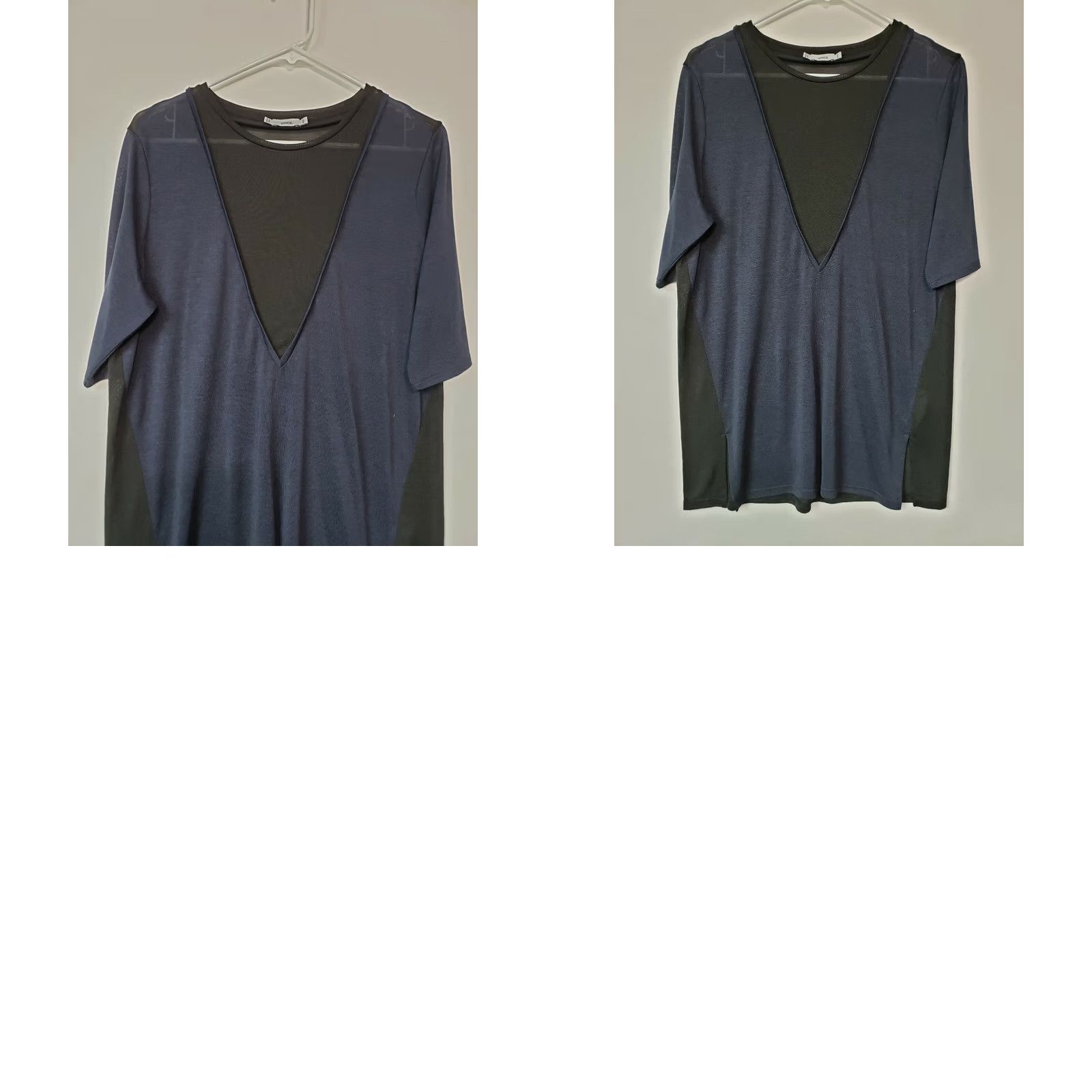 Vince Vince Womens Crew Neck Short Sleeve Tunic Knit Tee Blue Black sz M Size 32" / US 10 / IT 46 - 8 Thumbnail