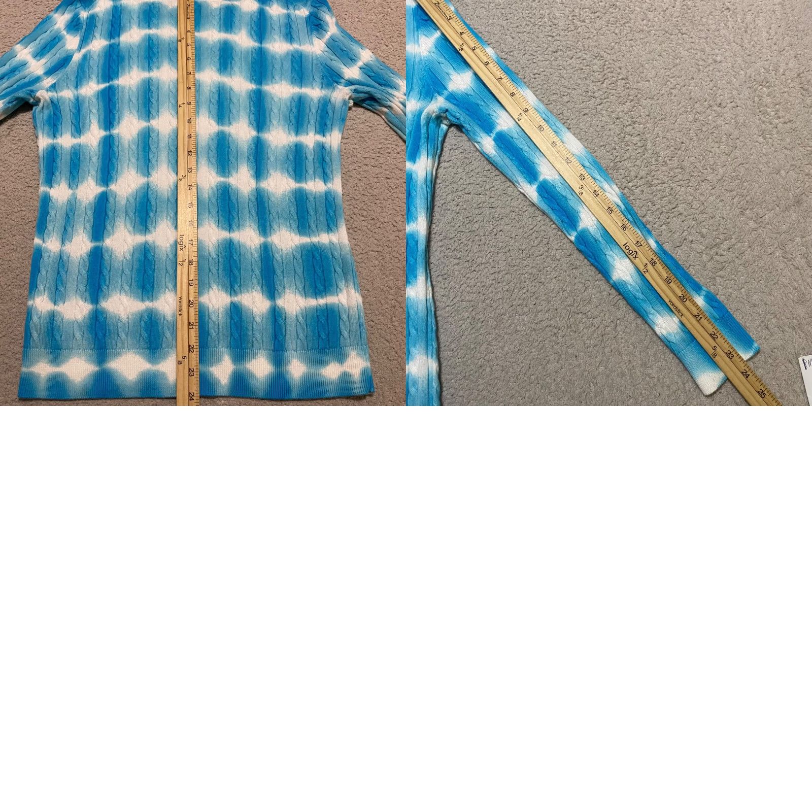 Talbots Talbots Womens Small Sweater Blue Geometric Long Sleeve Crew Neck Cable Knit Size S / US 4 / IT 40 - 8 Thumbnail