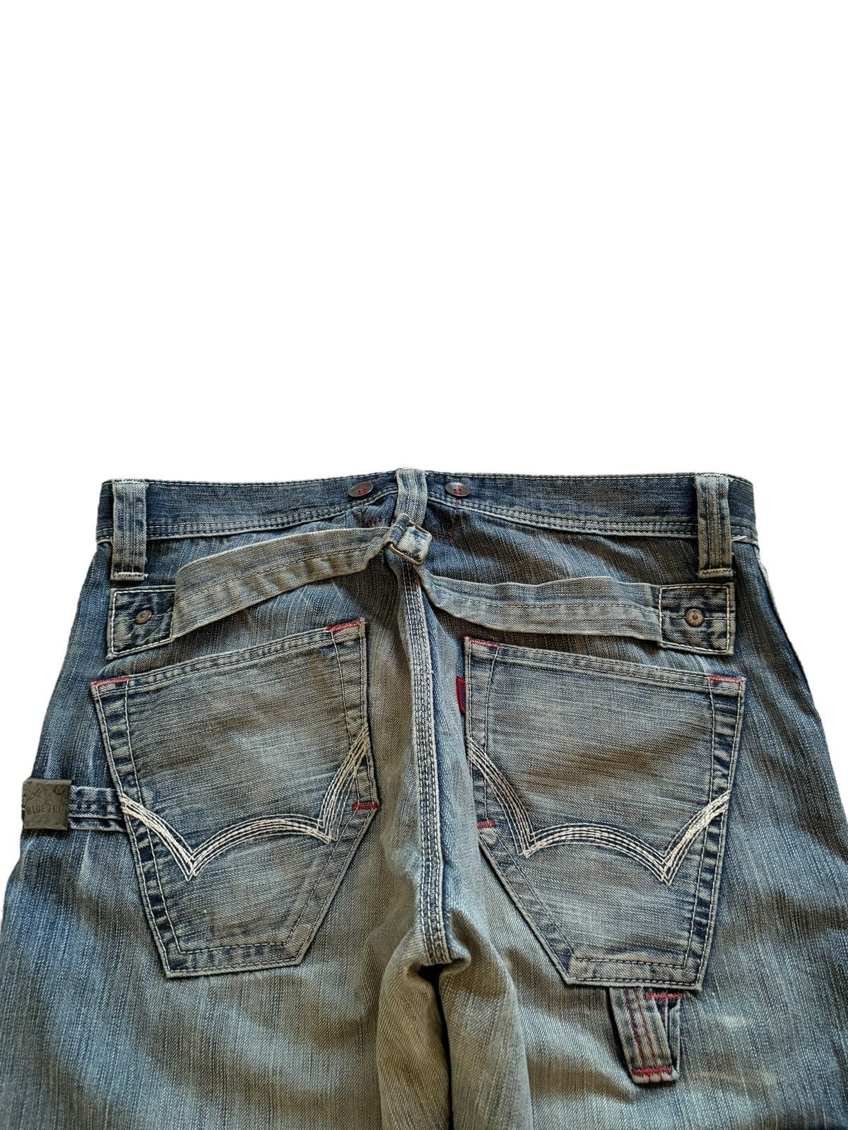 Edwin × Japanese Brand Vintage Edwin Blue Trip Suspender Buckle Back Rip Flare Jean Size US 33 - 8 Thumbnail