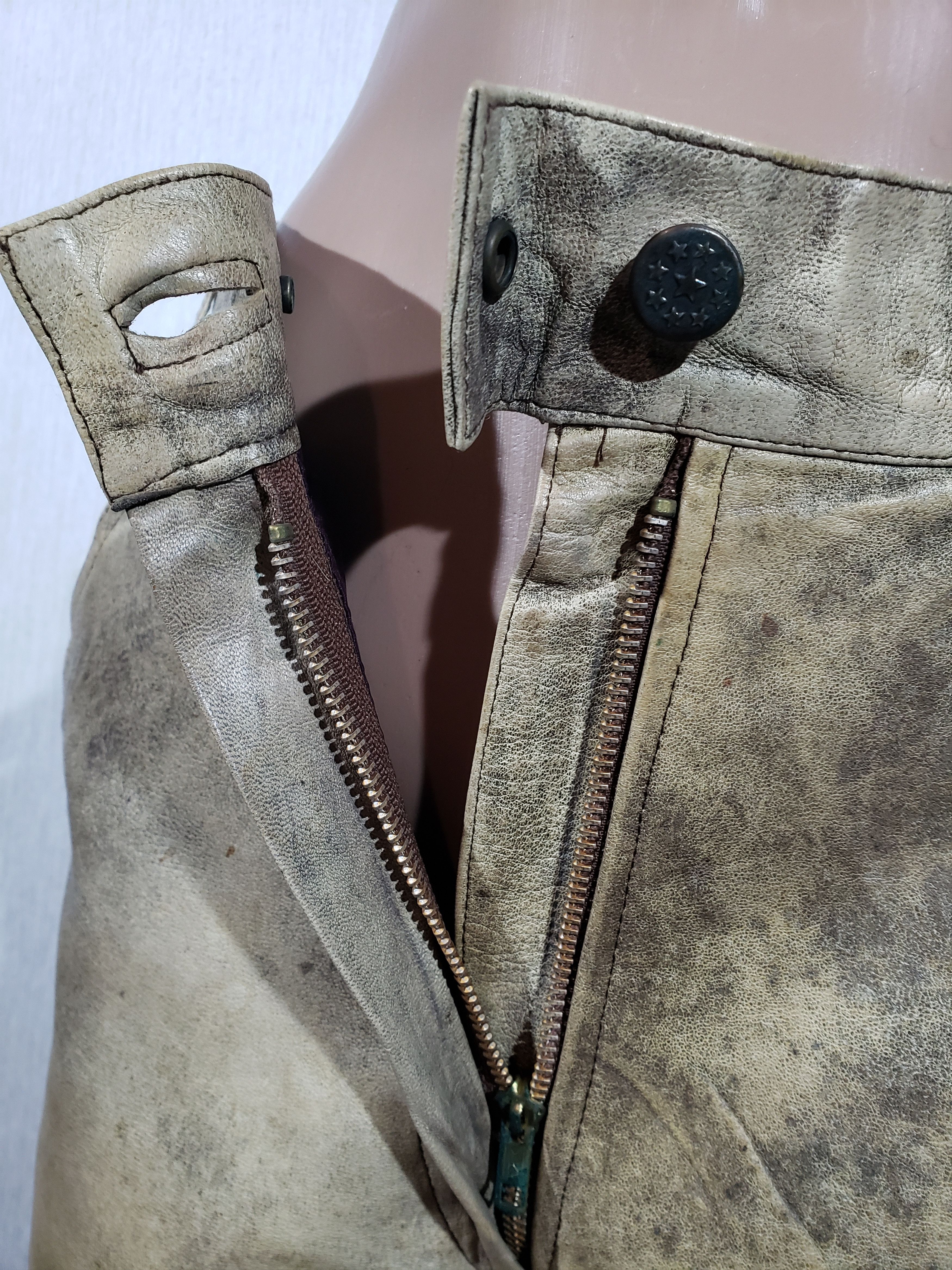 Genuine Leather Brown women's pants with pockets. Size 28" / US 6 / IT 42 - 4 Thumbnail