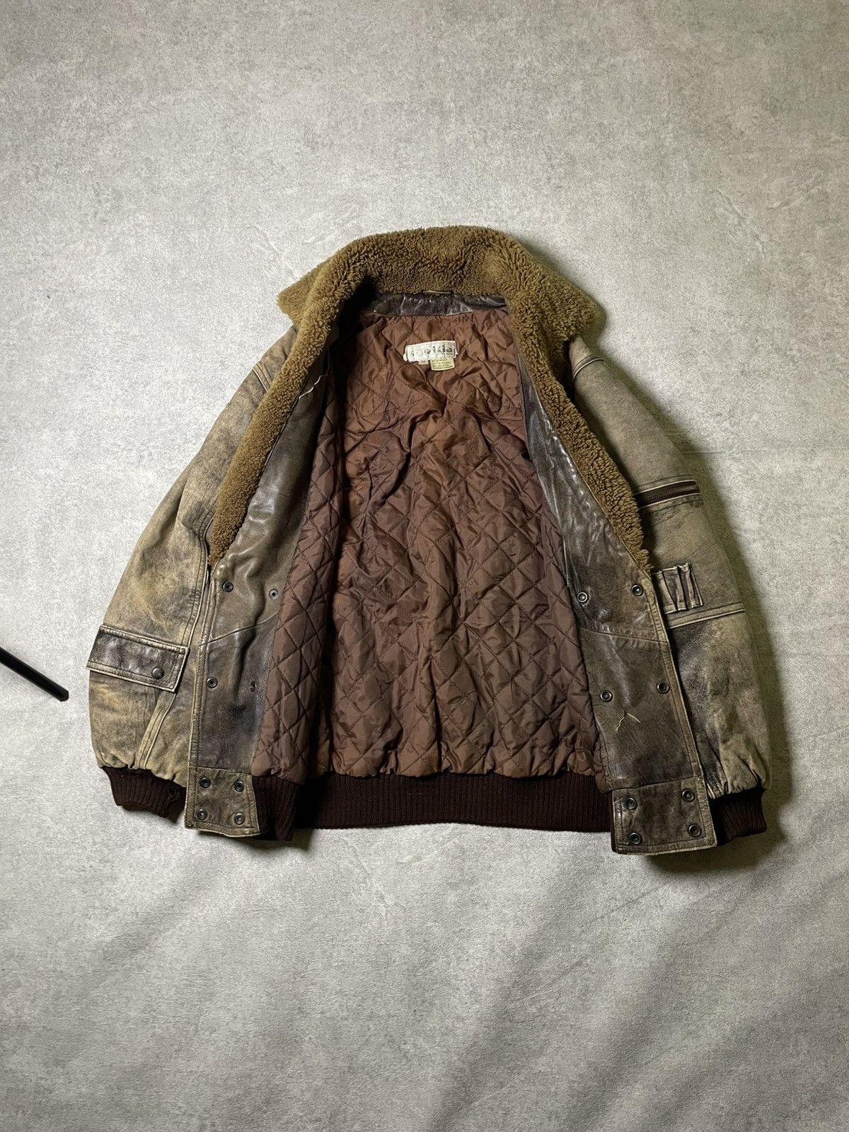 Genuine Leather 70s Multi-pocket Bomber Leather Flight Jacket Military Army Size US L / EU 52-54 / 3 - 9 Thumbnail