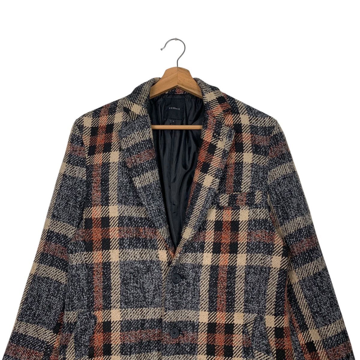 Japanese Brand ROSHELL Tartan Tweed Formal Jacket Blazer #2482-C111 Size L / US 10 / IT 46 - 2 Thumbnail