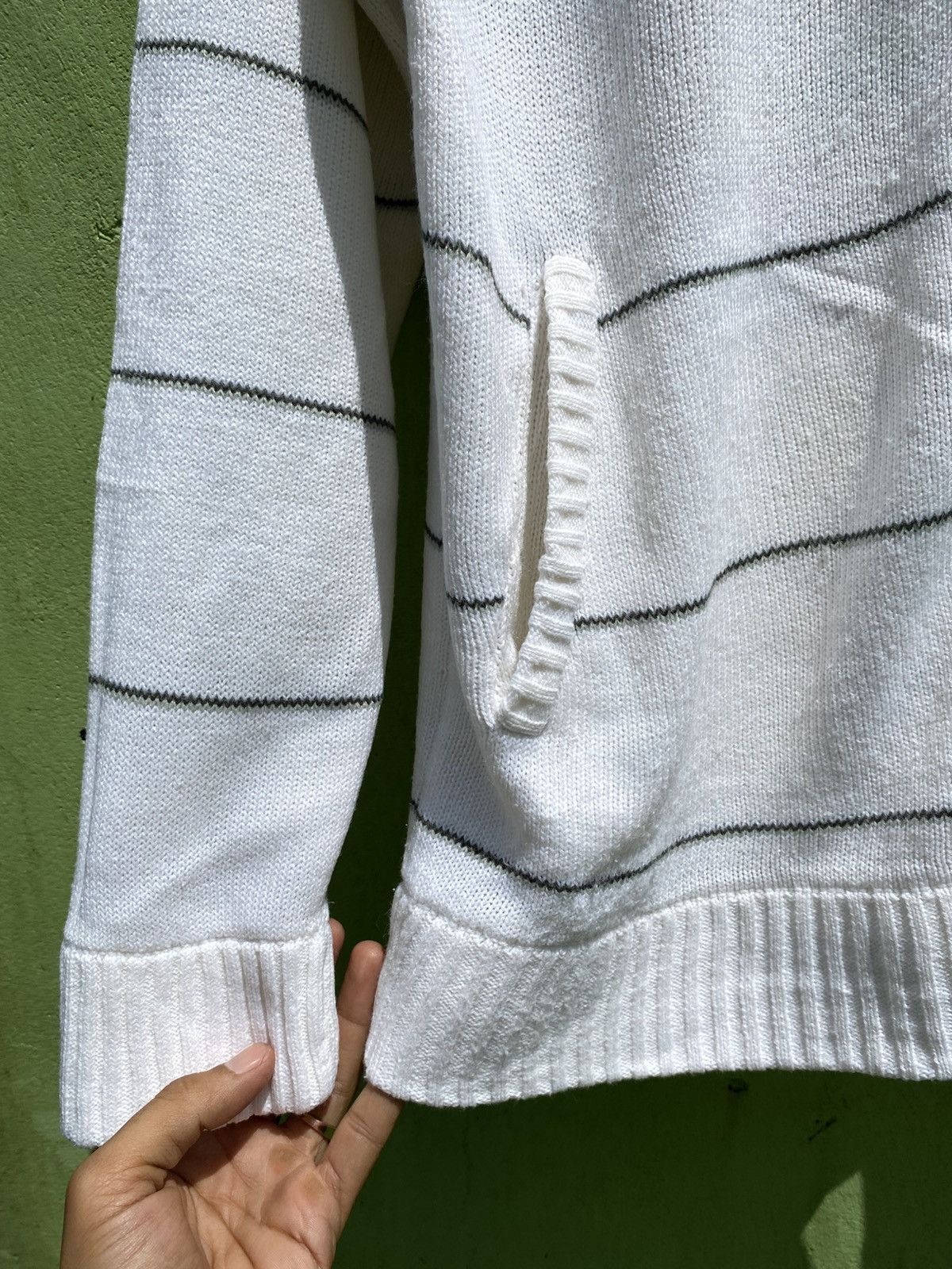 Vans VANS White Zip-Up Knit Sweater Striped Vintage Streetwear Size US L / EU 52-54 / 3 - 6 Thumbnail