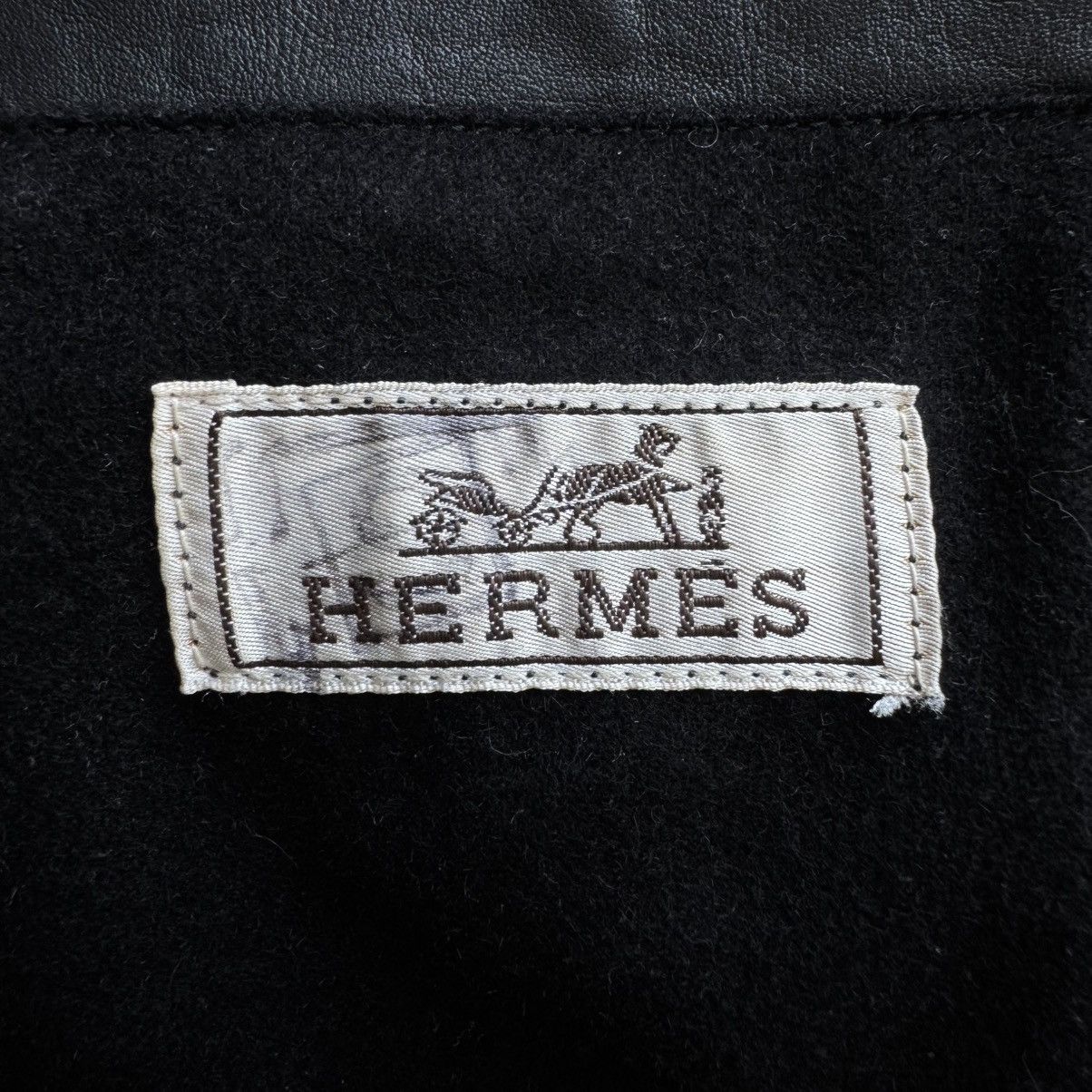 Hermes Hermes Black Calf Leather Cashmere Lined Cropped Jacket Size US L / EU 52-54 / 3 - 12 Thumbnail