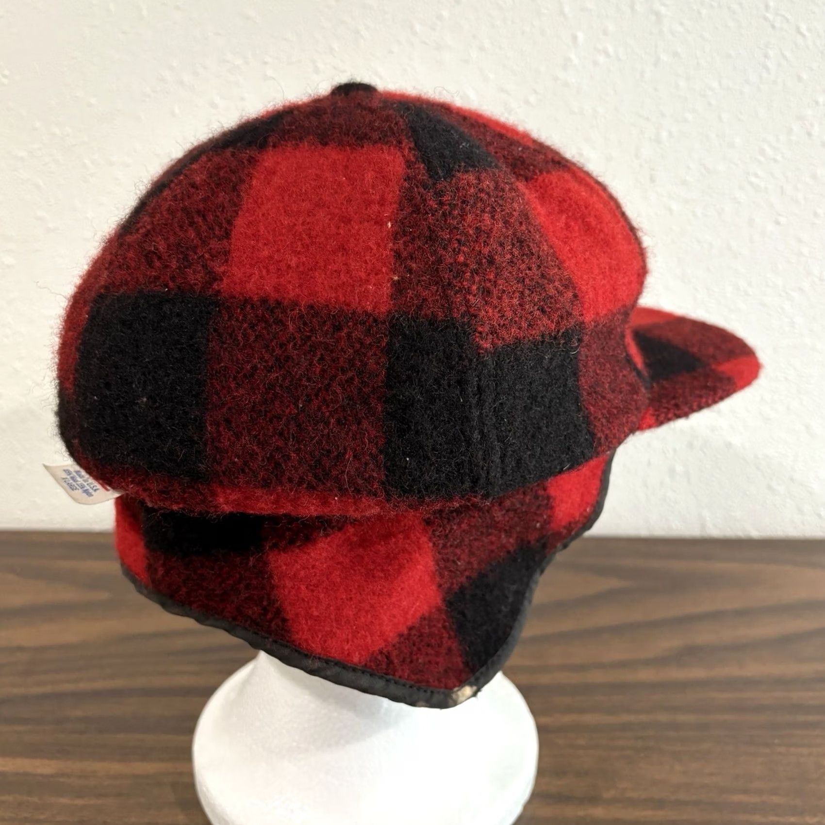 Vintage VINTAGE Buffalo Plaid Wool Winter Hat Ear-Flaps Red Black Check Size XL USA Trapper Hat Unisex Adults Size ONE SIZE - 7 Thumbnail