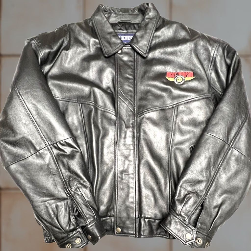 Vintage LA Loving Leather Jacket Bomber Mens XL Black Quilted Love Mickey Thompson Performance Tires & Wheels Size US XL / EU 56 / 4 - 1 Thumbnail