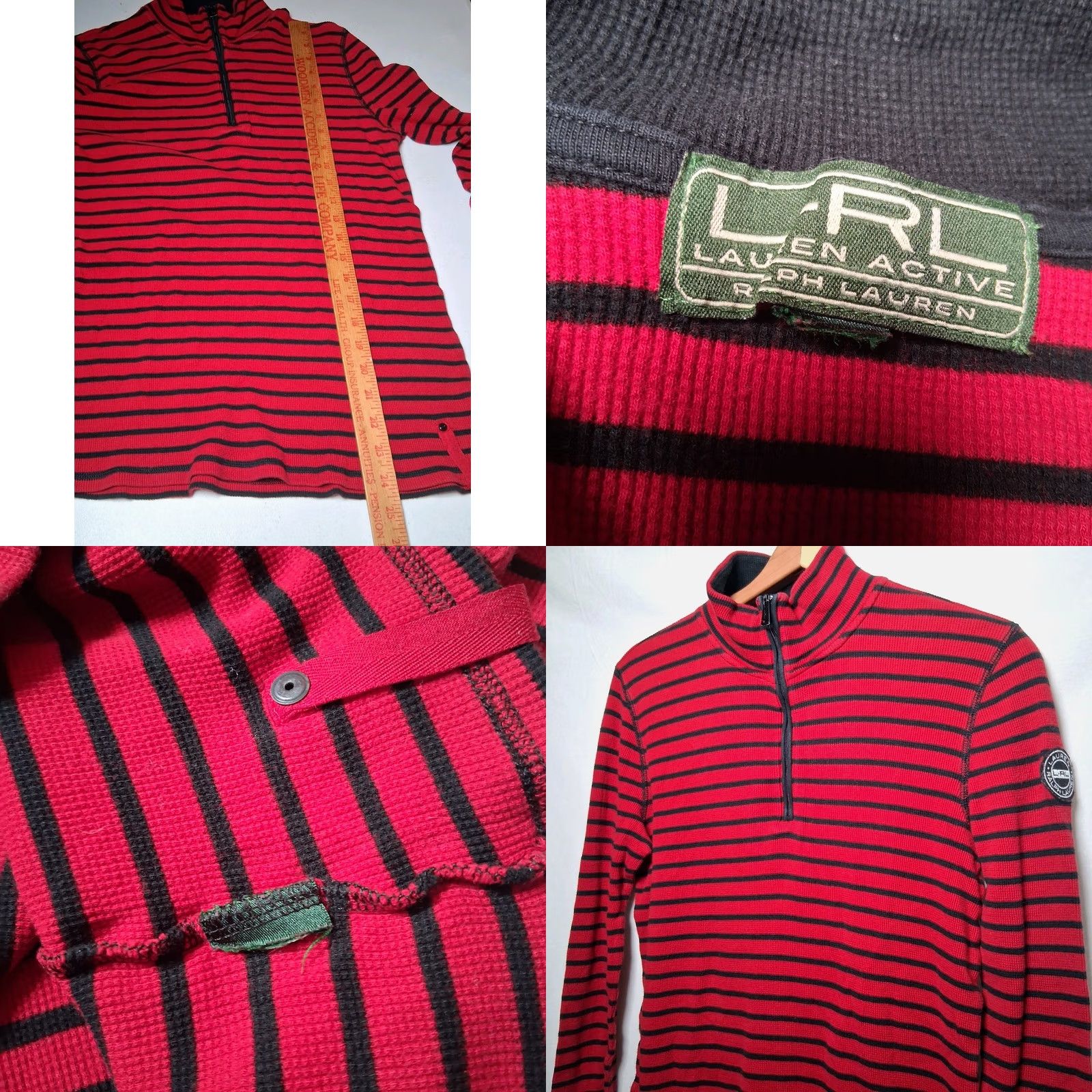 Ralph Lauren Lauren Ralph Lauren Shirt Women XS Thermal Red Black Stripe 1/4 Zip Preppy READ Size XS / US 0-2 / IT 36-38 - 8 Thumbnail