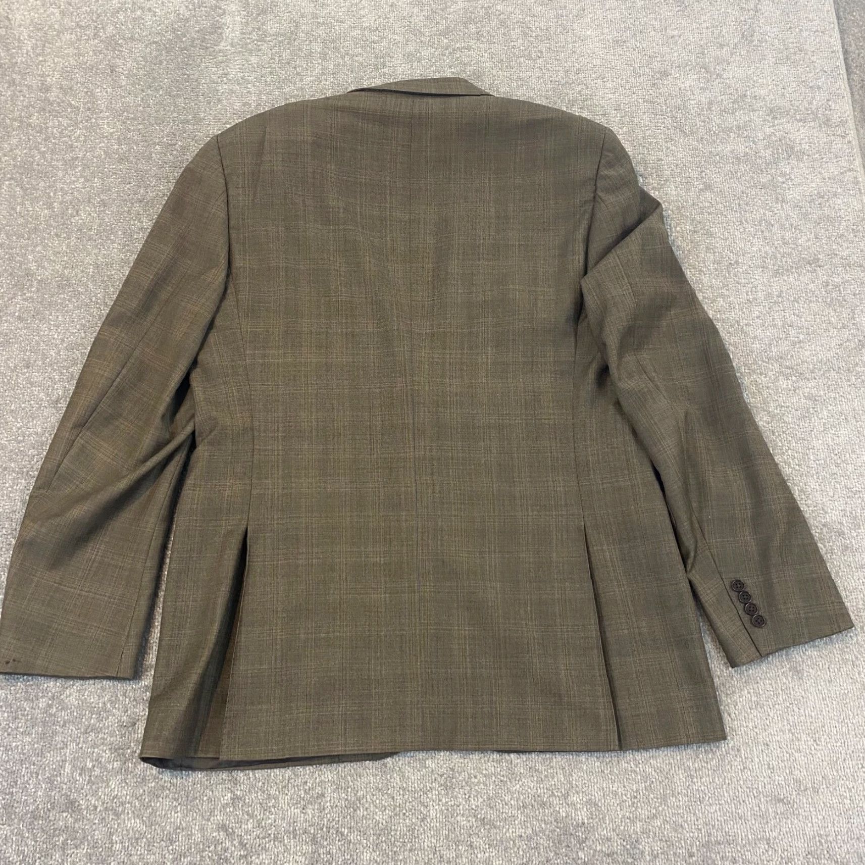 Canali CANALI Blazer Mens EU 54 L US 44 Suit Jacket Brown Wool 2-Button Windowpane Long Regular Size 46R - 2 Thumbnail